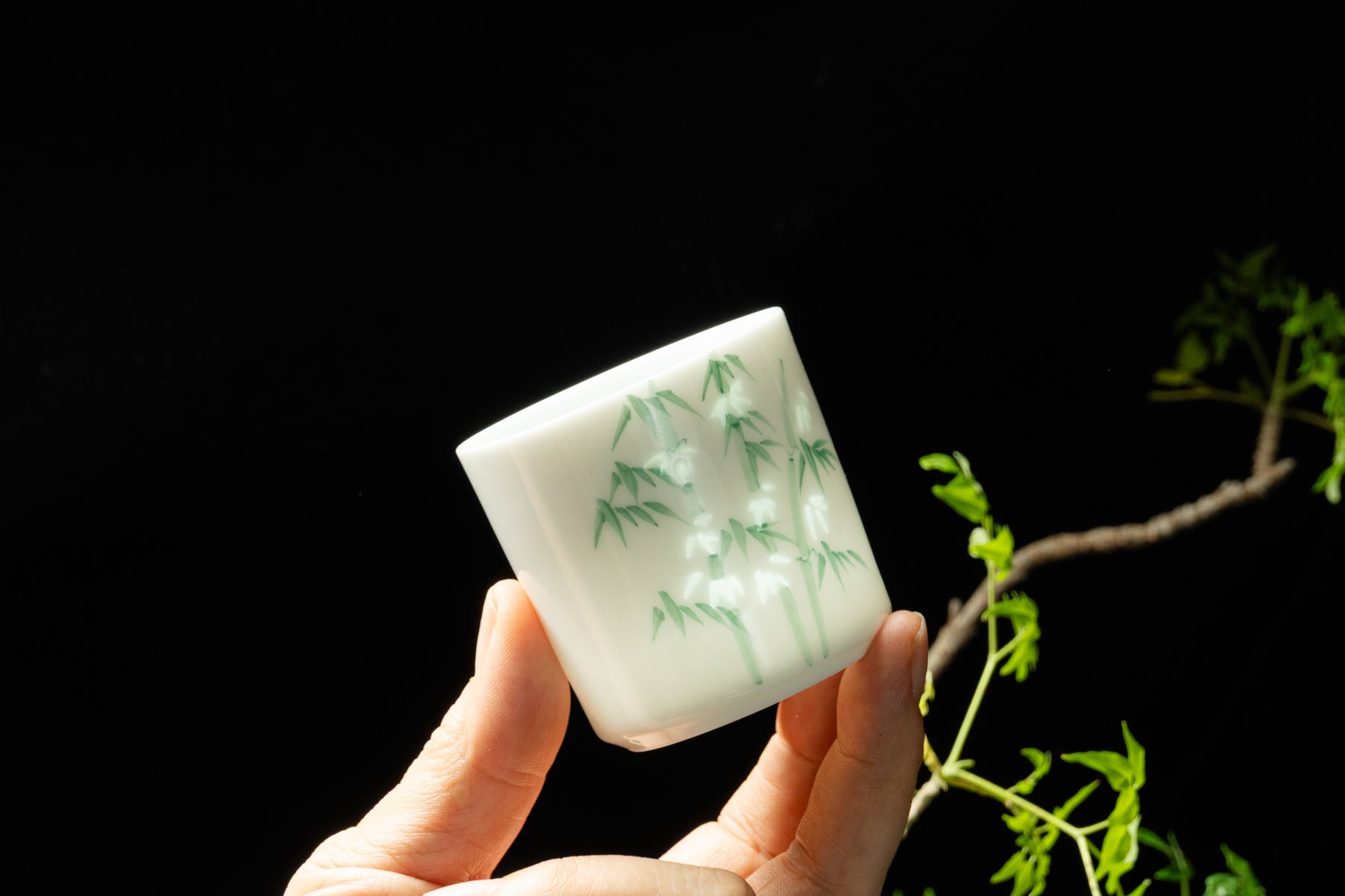 Bamboo Yingqing Jade Porcelain Tea Cup 竹玲瓏影青玉瓷品茗杯