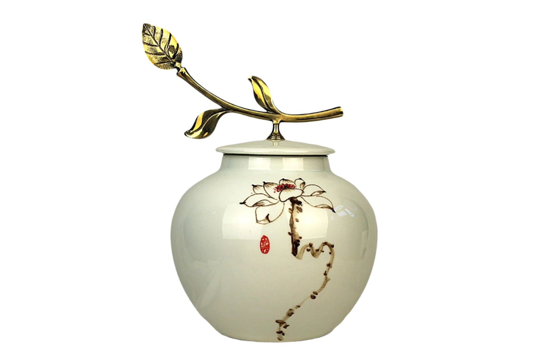 Porcelain Tea Canister (Caddy) Gold Leaf