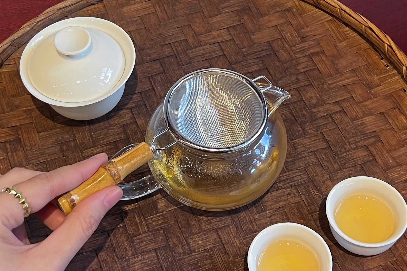 Elegant Bamboo-Handled Tea Strainer - 竹韻茶濾