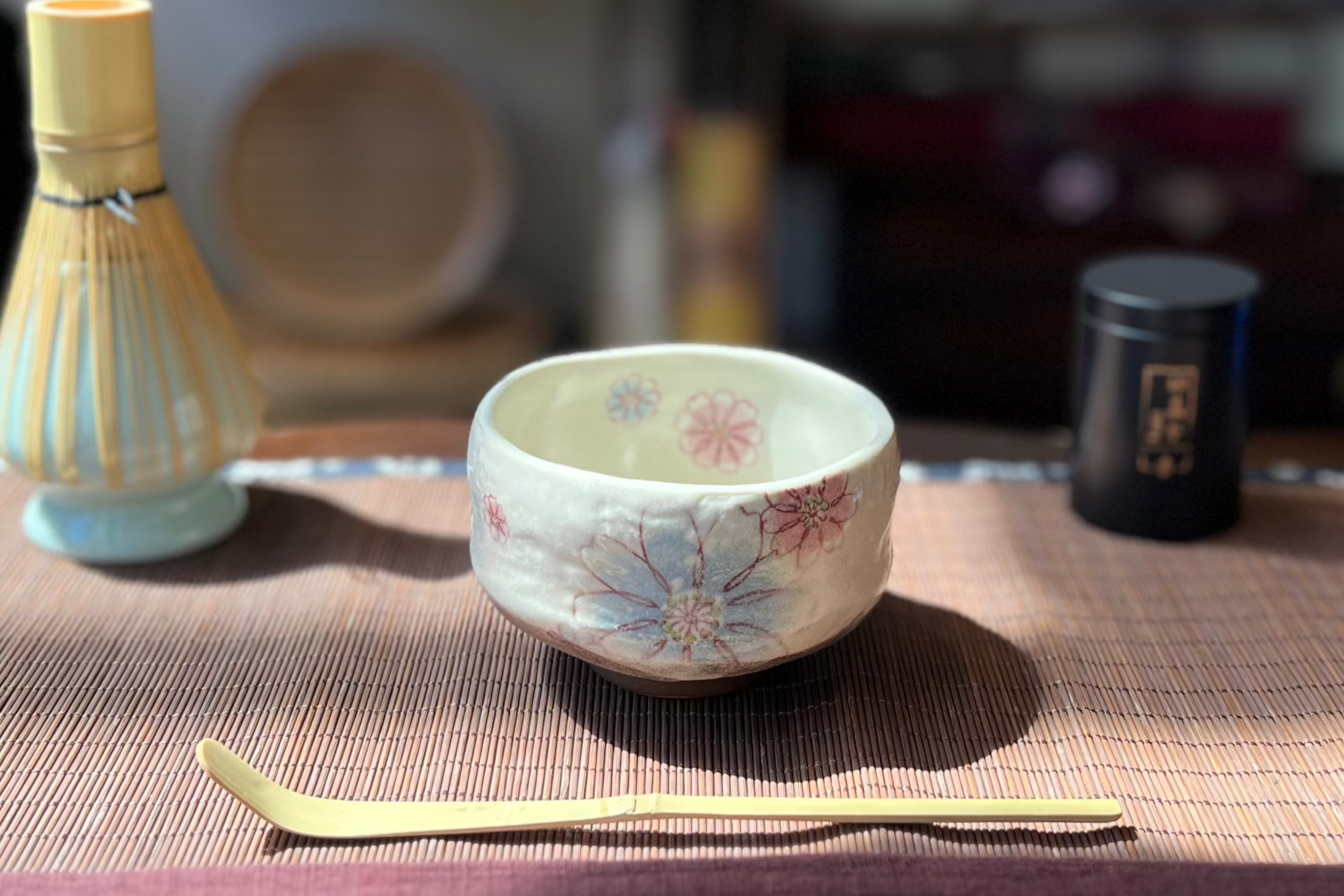 Mino Ware Chawan Blue Petite Flowers 茶碗 蓝色小花