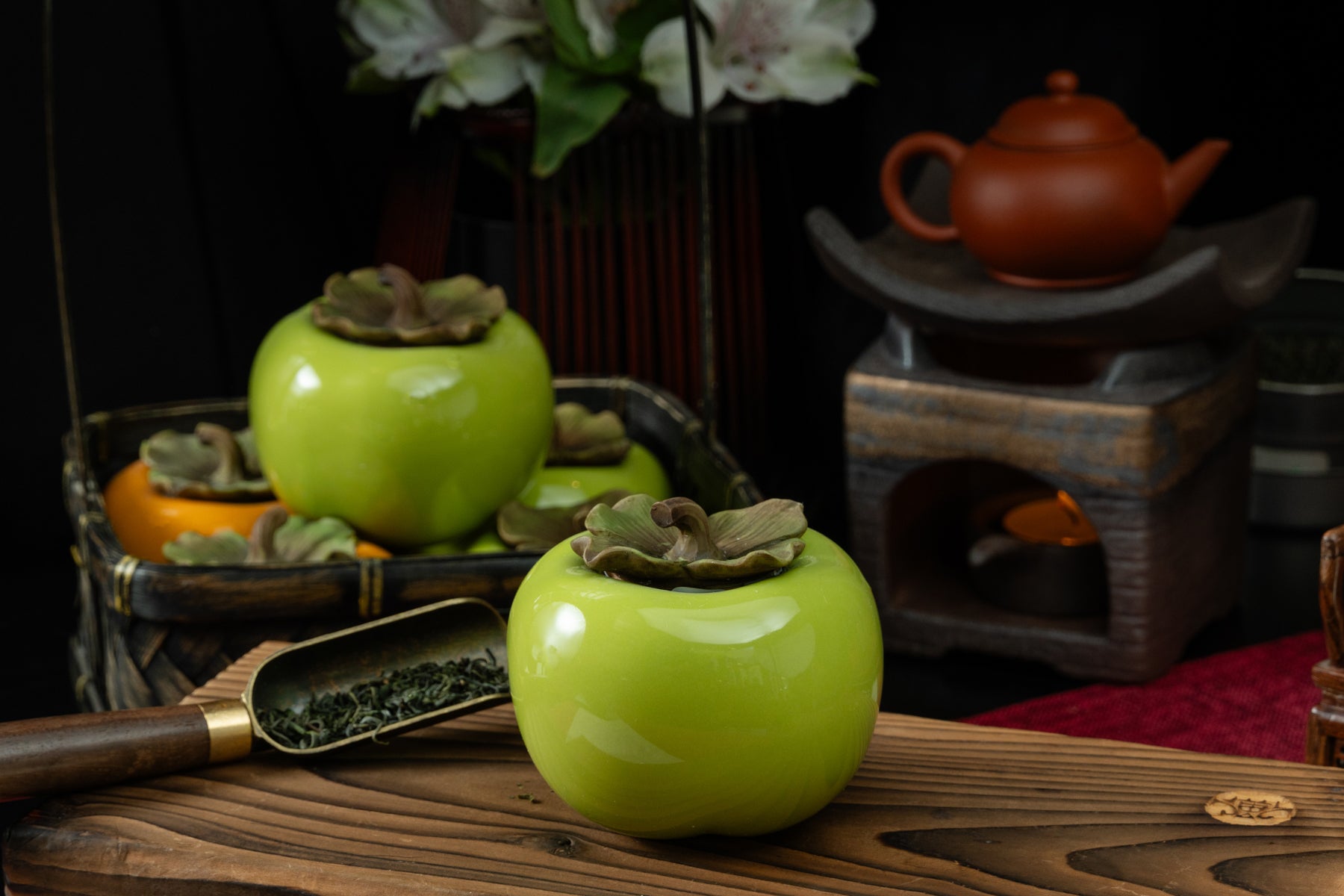 Persimmon Canister (Olive Green) 茶葉罐柿子 (橄欖綠)