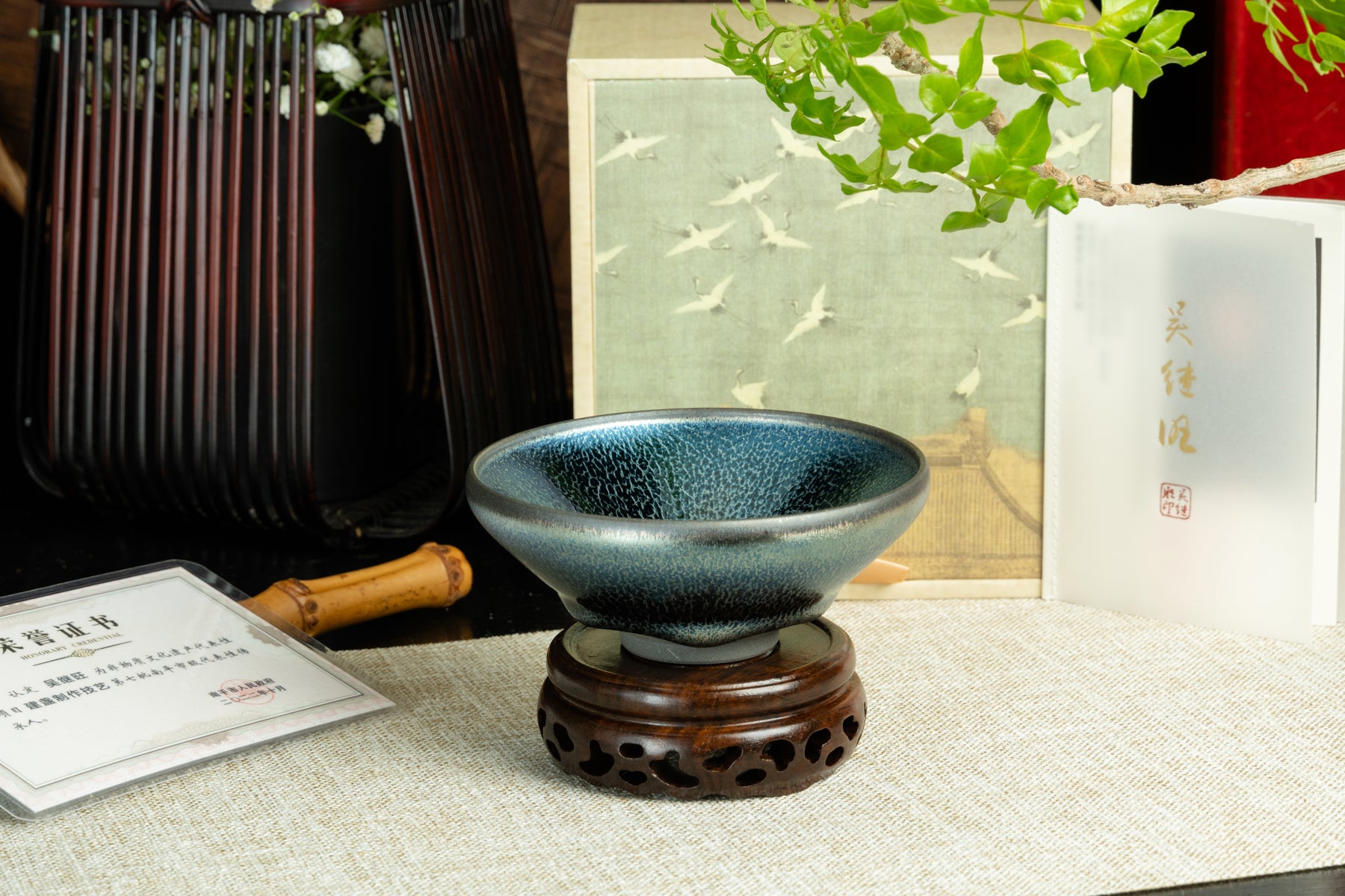 Jianzhan Cup Blue Unicorn 建盞吳繼旺藍麒麟燈盞杯
