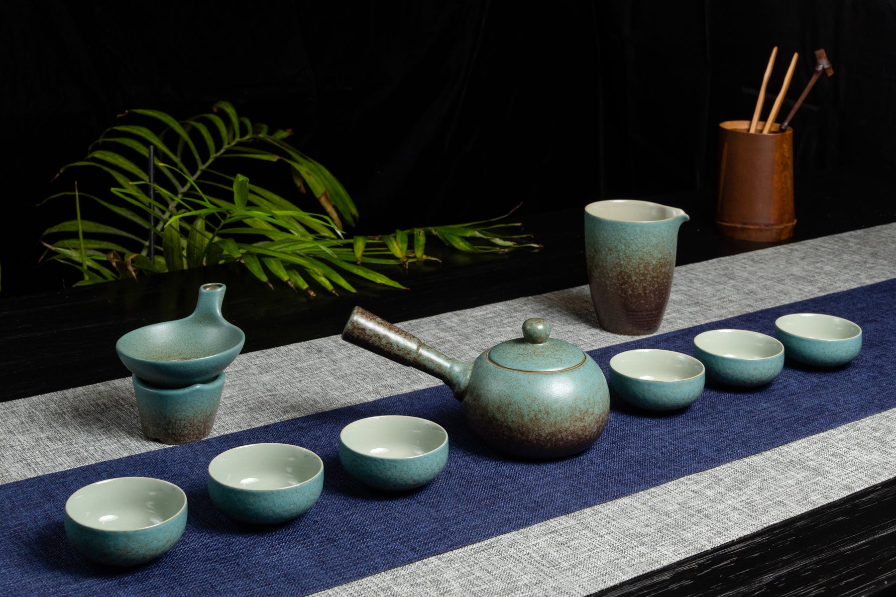 Retro Side Pour Teapot Set-Green 復古則把綠茶具
