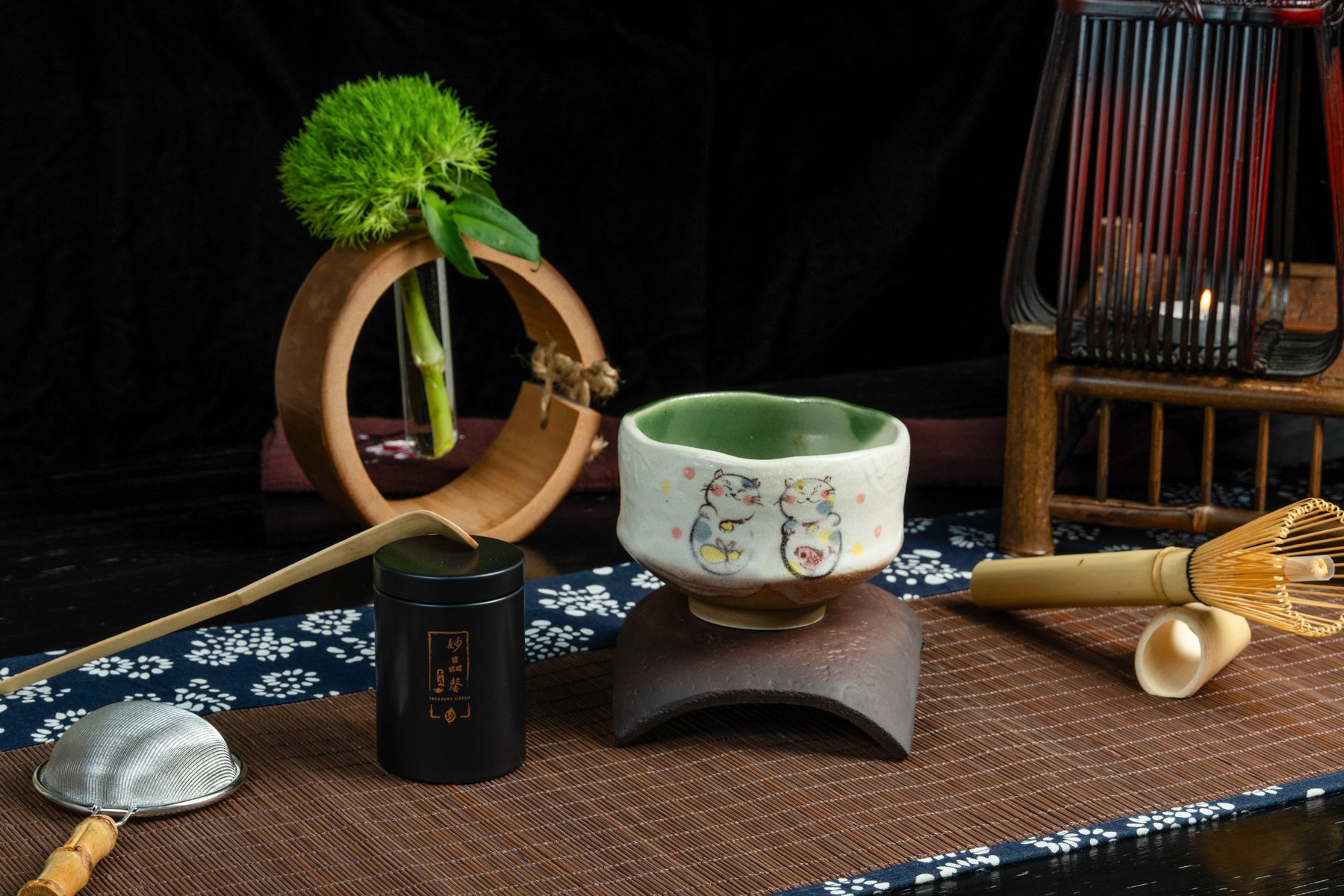 Mino Ware Chawan Lucky Cat 茶碗招財貓