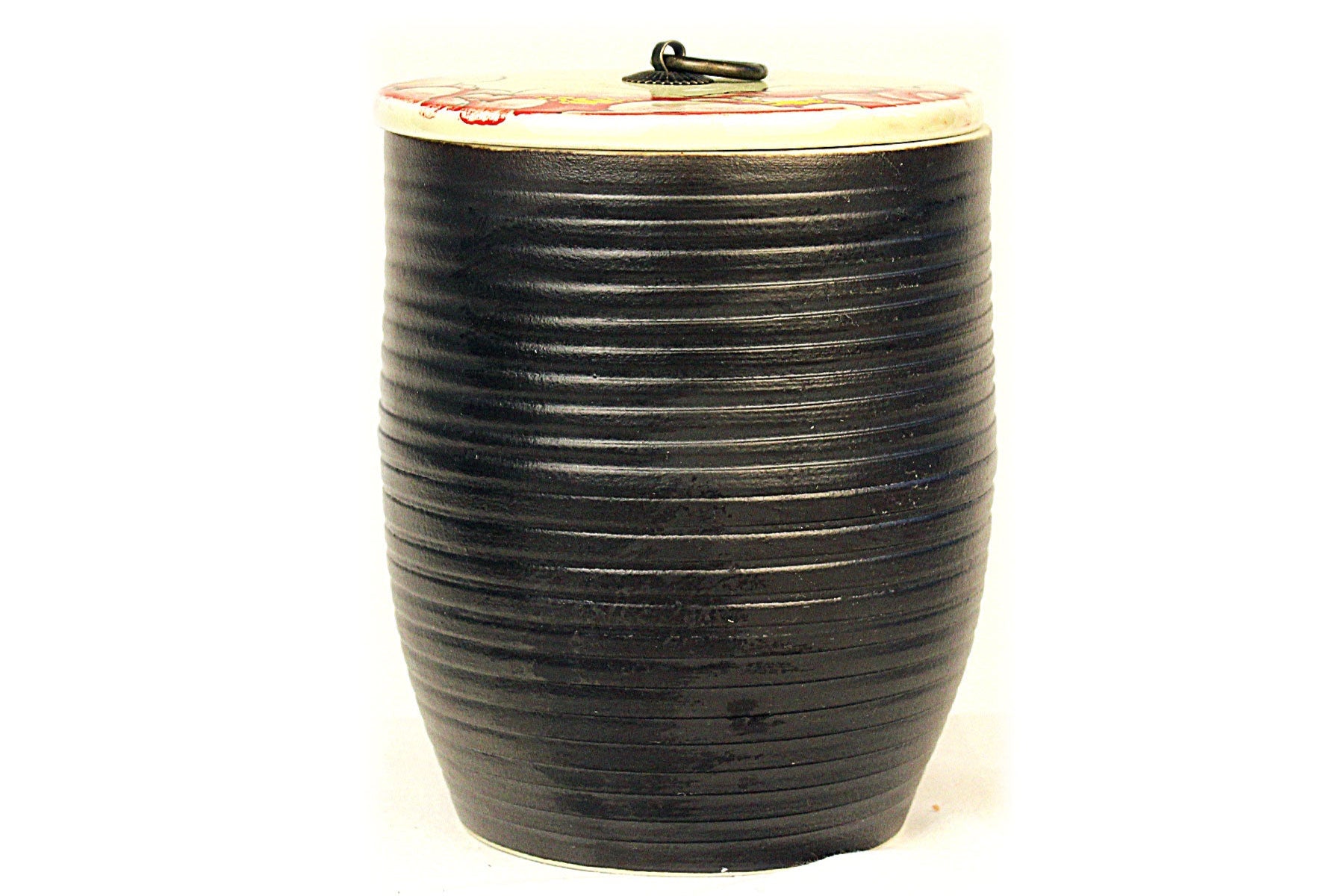 Tea Canister (Caddy) Charcoal Base Yellow Lid