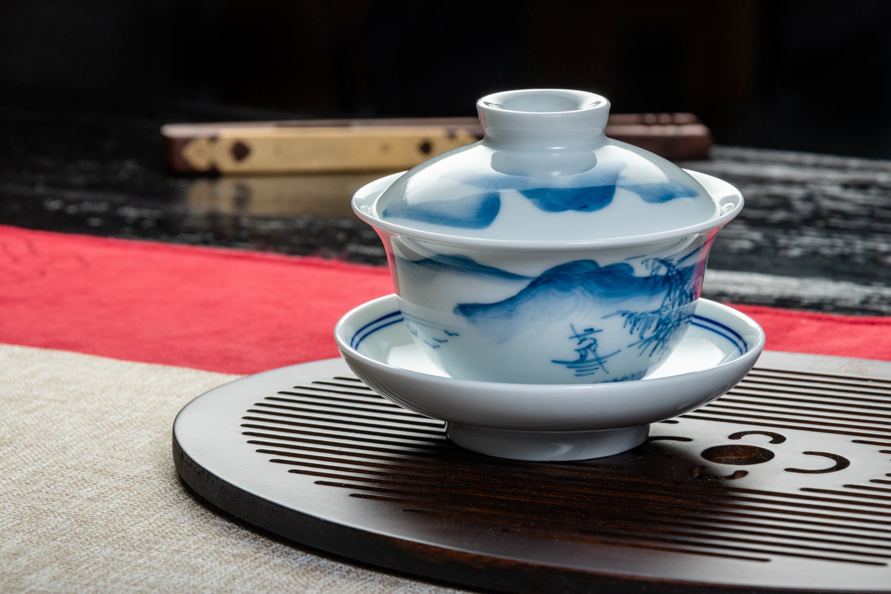 Fortune Landscape Porcelain Gaiwan