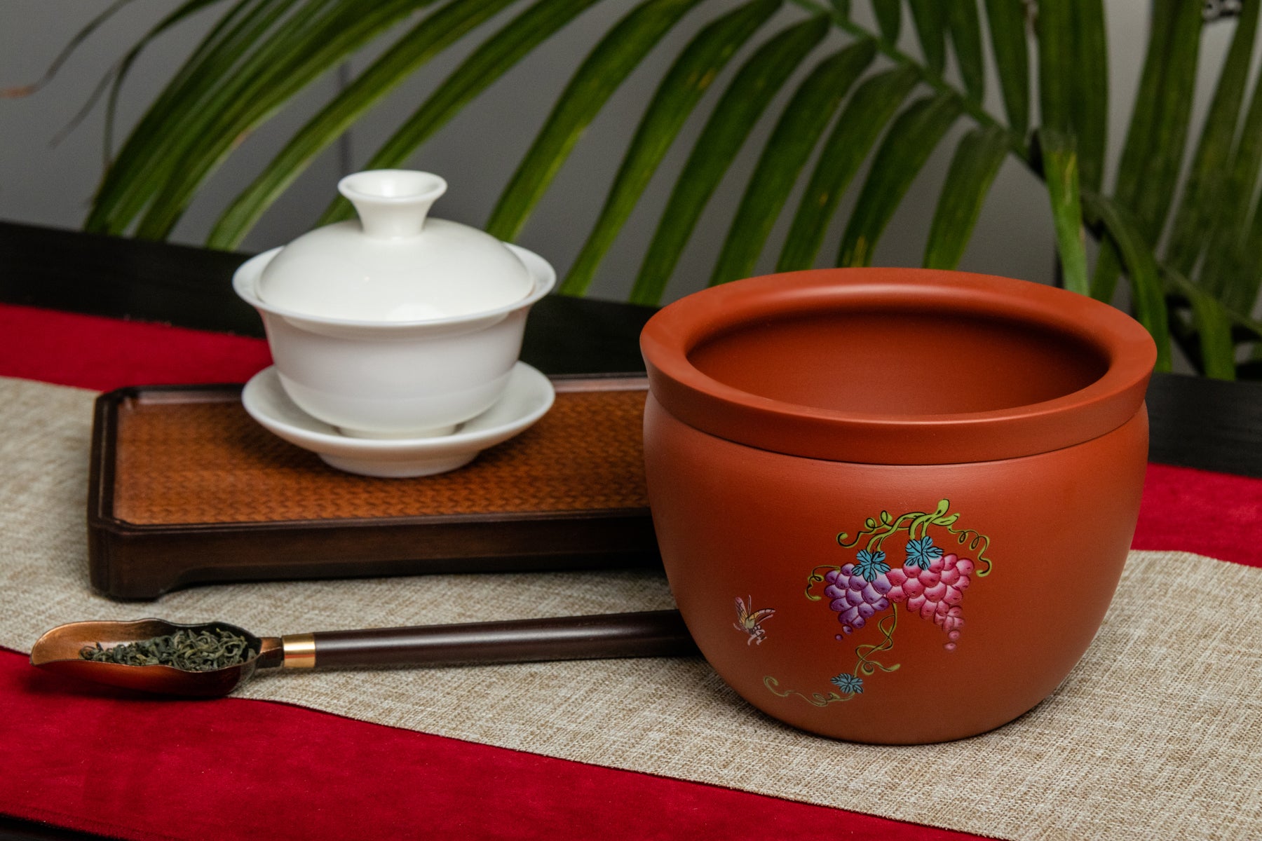 Colourful Grape Tea Bowl Terracotta
