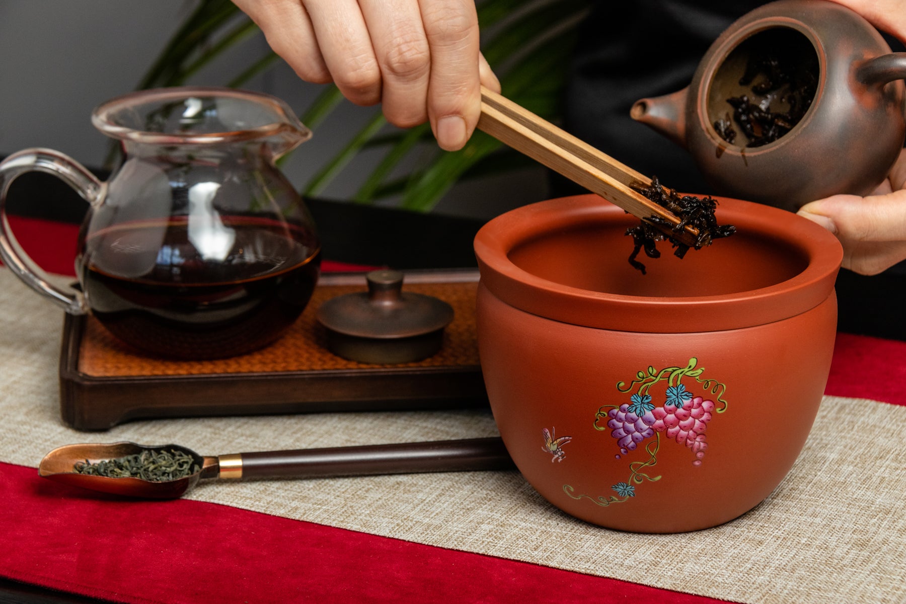 Colourful Grape Tea Bowl Terracotta