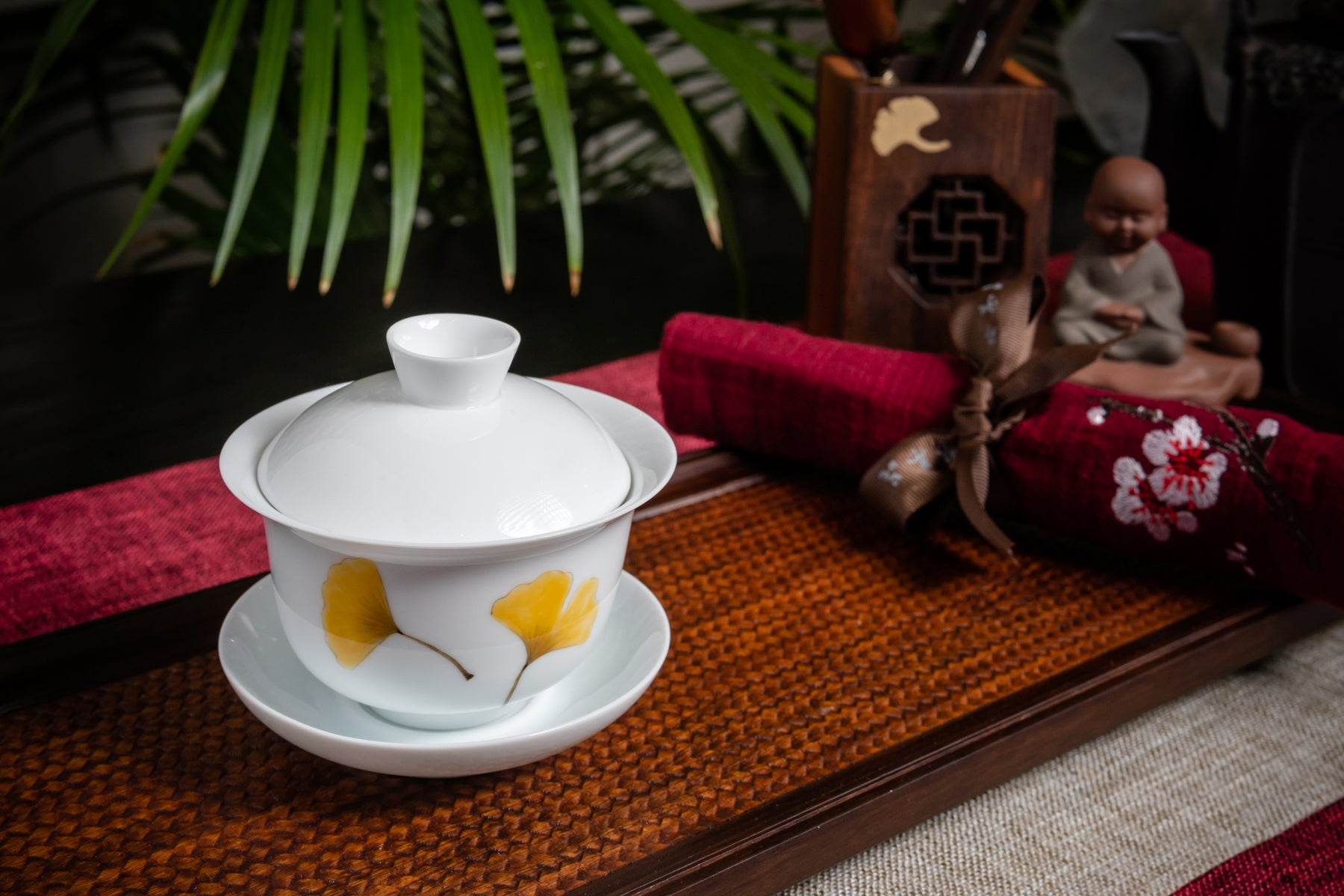 Ginkgo Leaf Hand-Painted Gaiwan