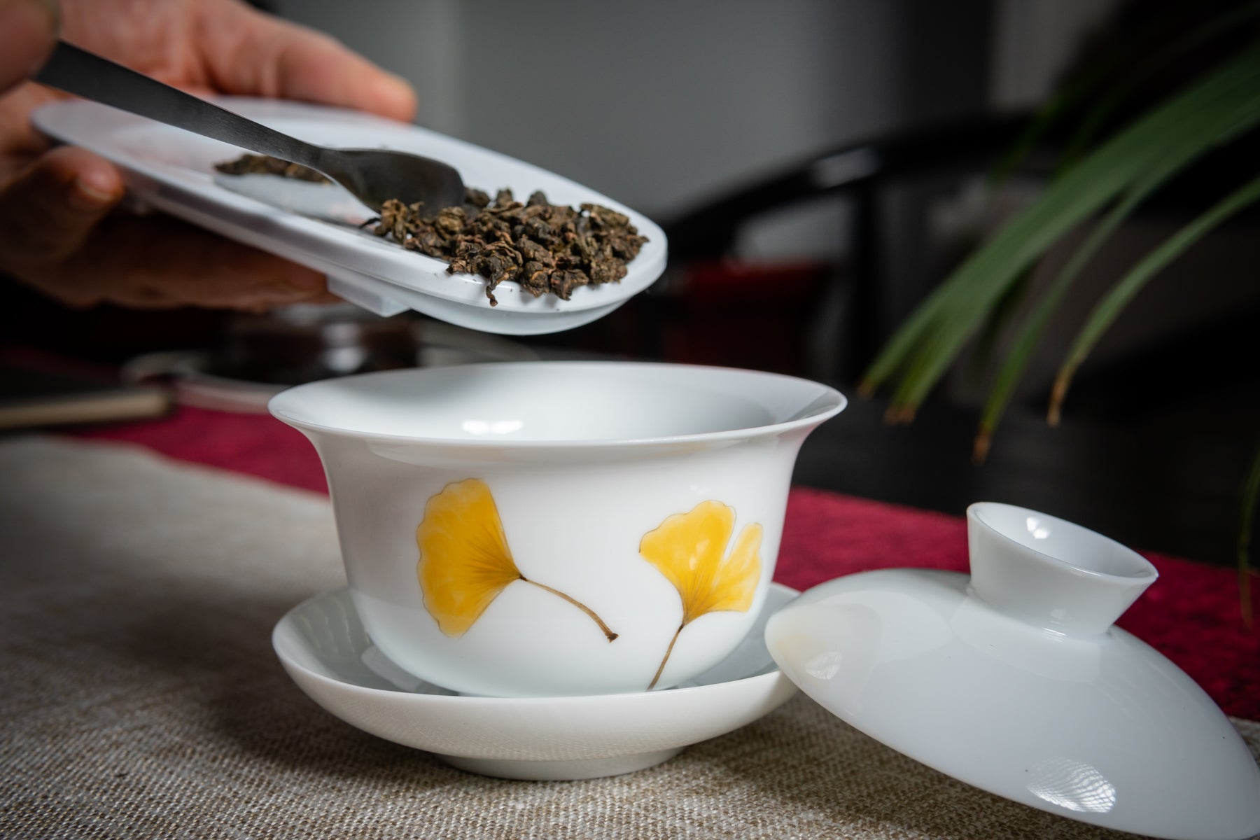 Ginkgo Leaf Hand-Painted Gaiwan
