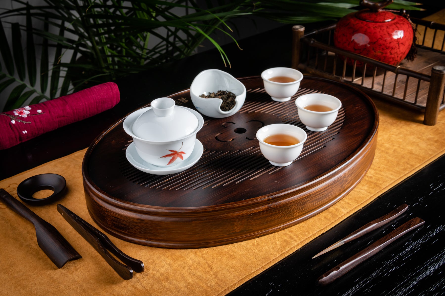 Fortune Heart Aged Bamboo Tea Tray (L)