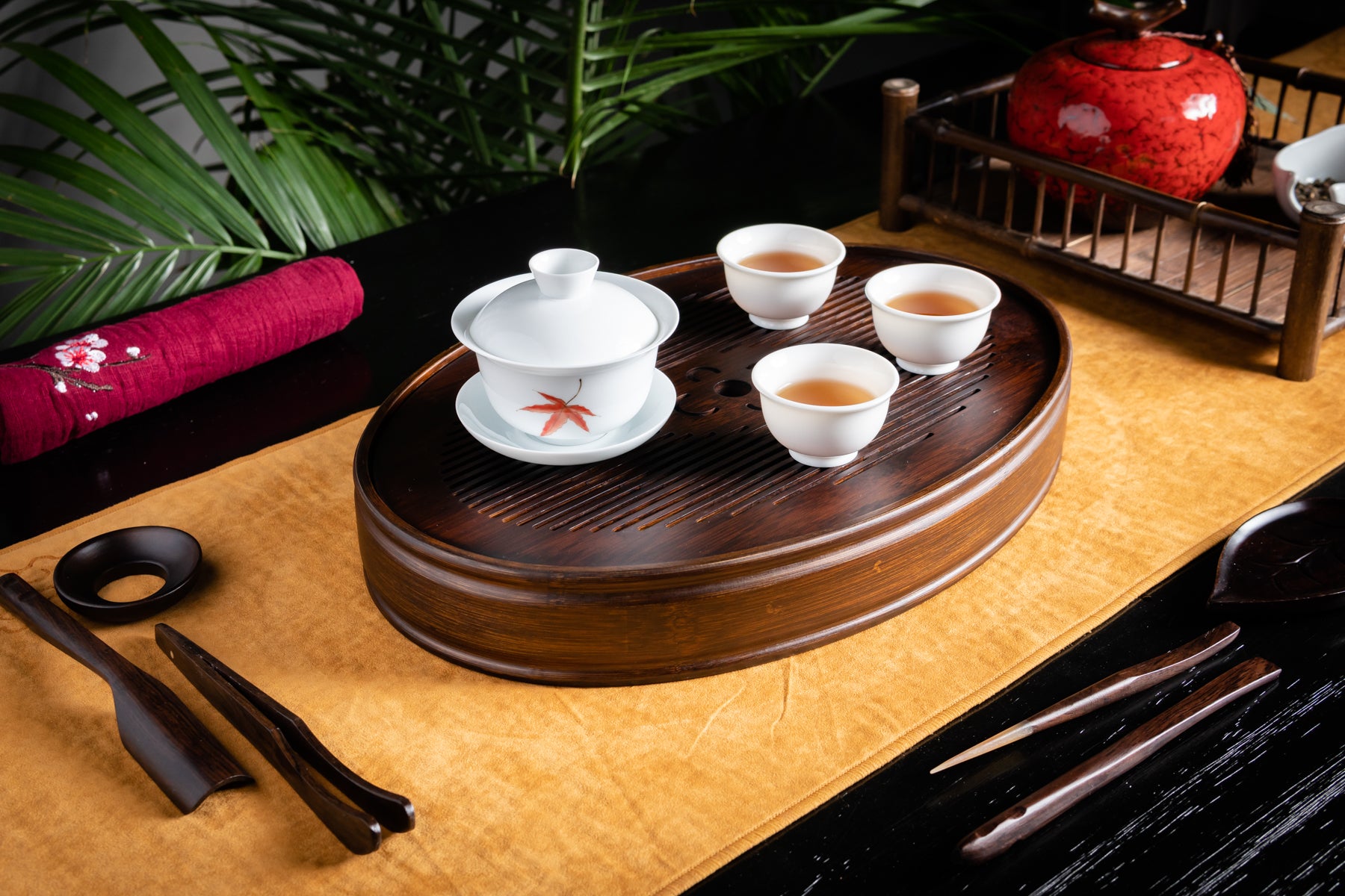 Fortune Heart Aged Bamboo Tea Tray (M)