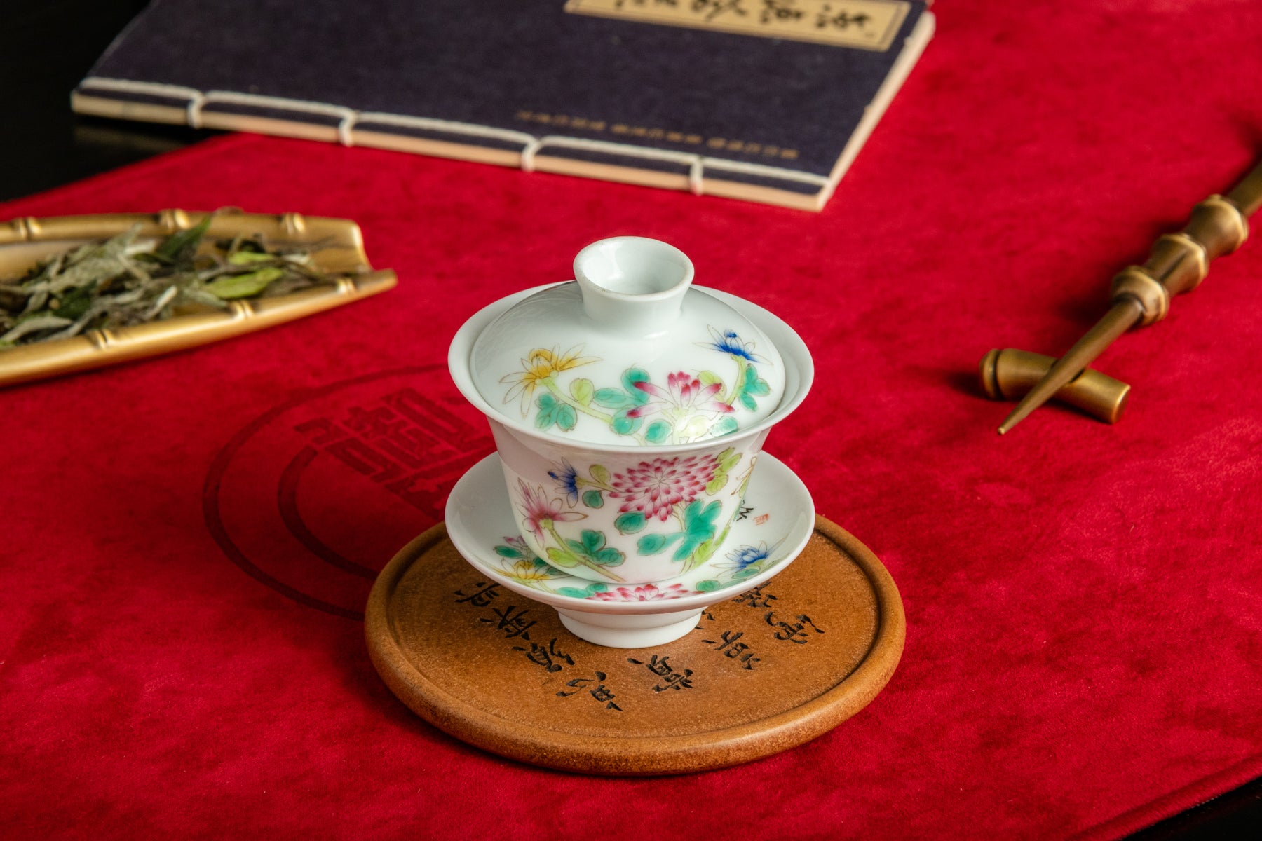 Jingdezhen Gaiwan 75ml Red Daisy 景德鎮 老蓋碗