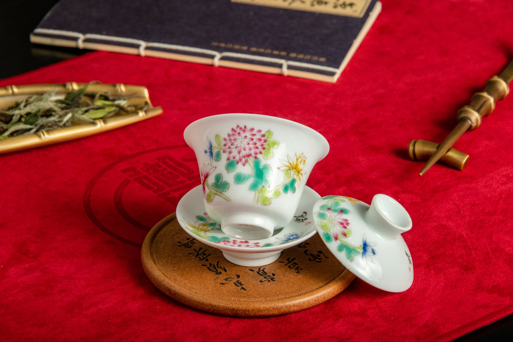 Jingdezhen Gaiwan 75ml Red Daisy 景德鎮 老蓋碗