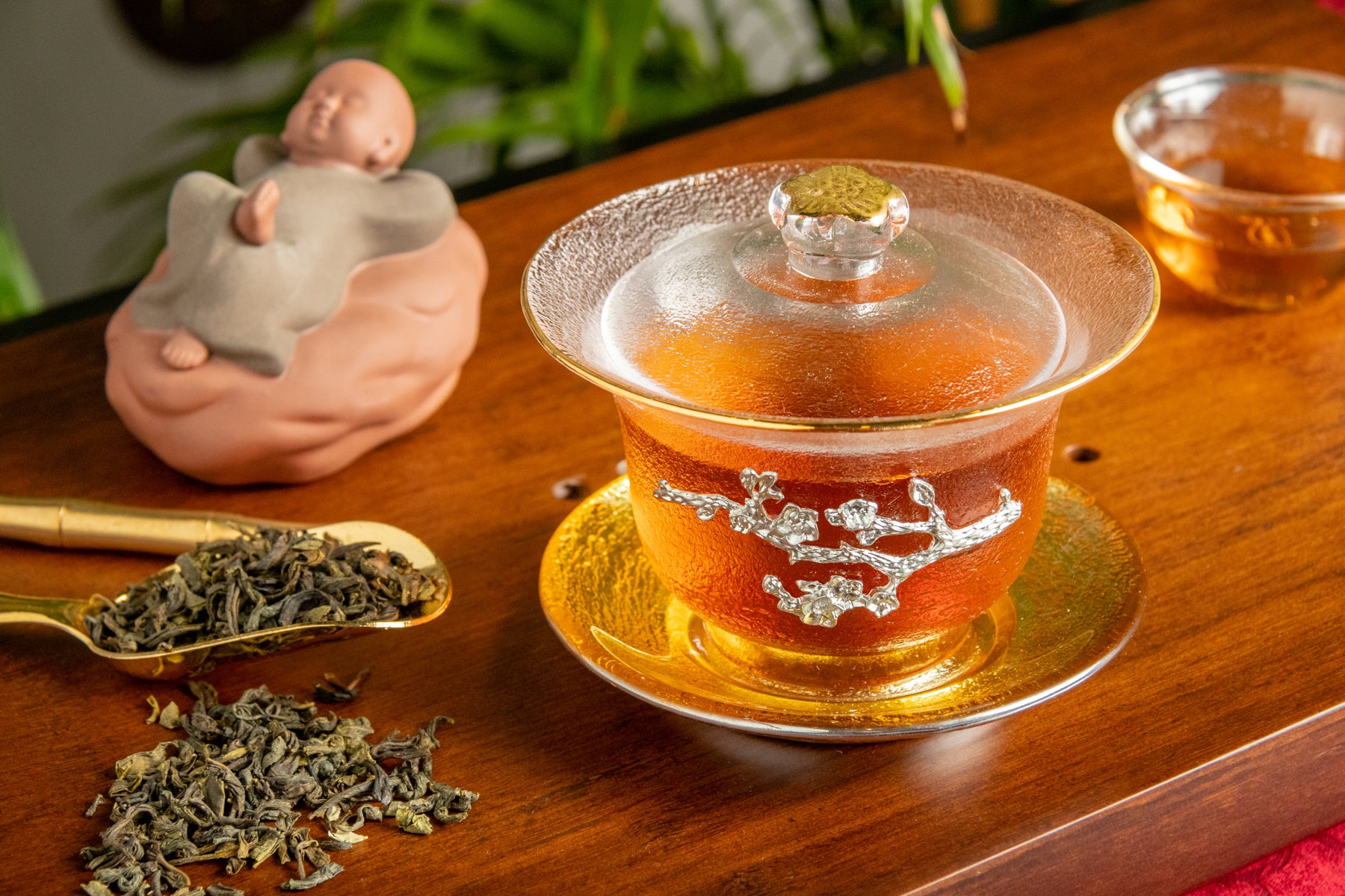 Gold Trimmed Glass Gaiwan - Imperial Palace Theme