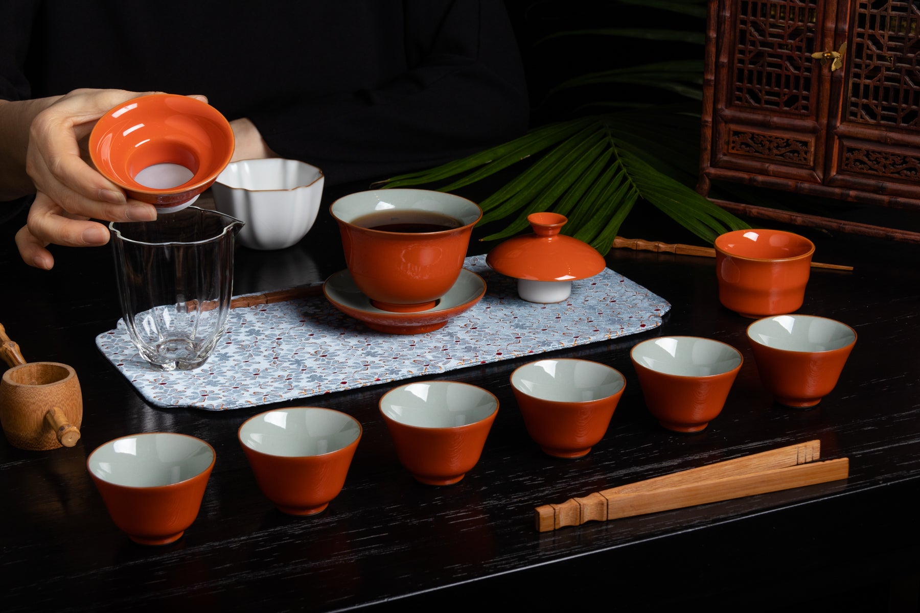 Coral Rouge Ru Yao Tea Set 高端珊瑚紅汝窯套裝