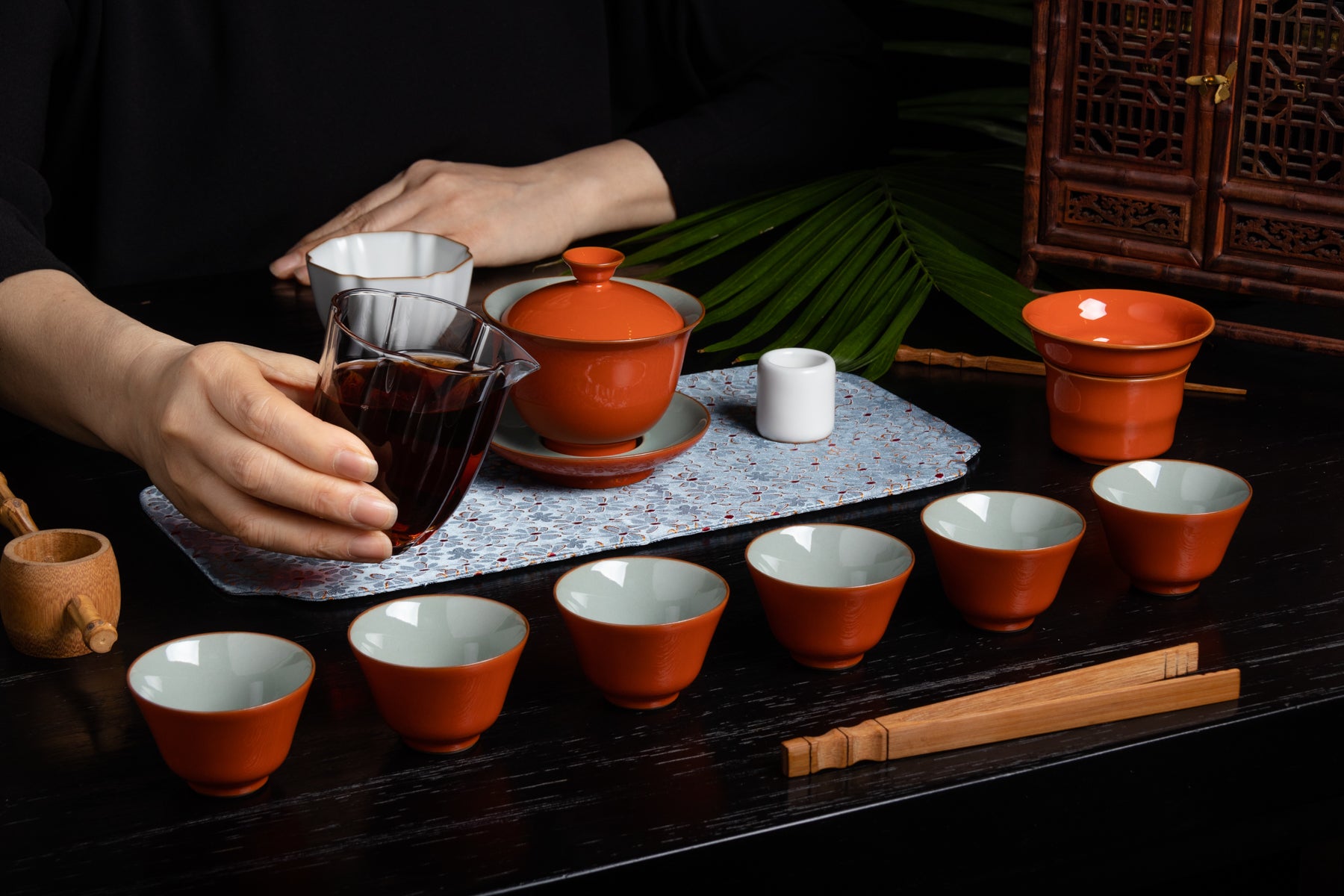 Coral Rouge Ru Yao Tea Set 高端珊瑚紅汝窯套裝