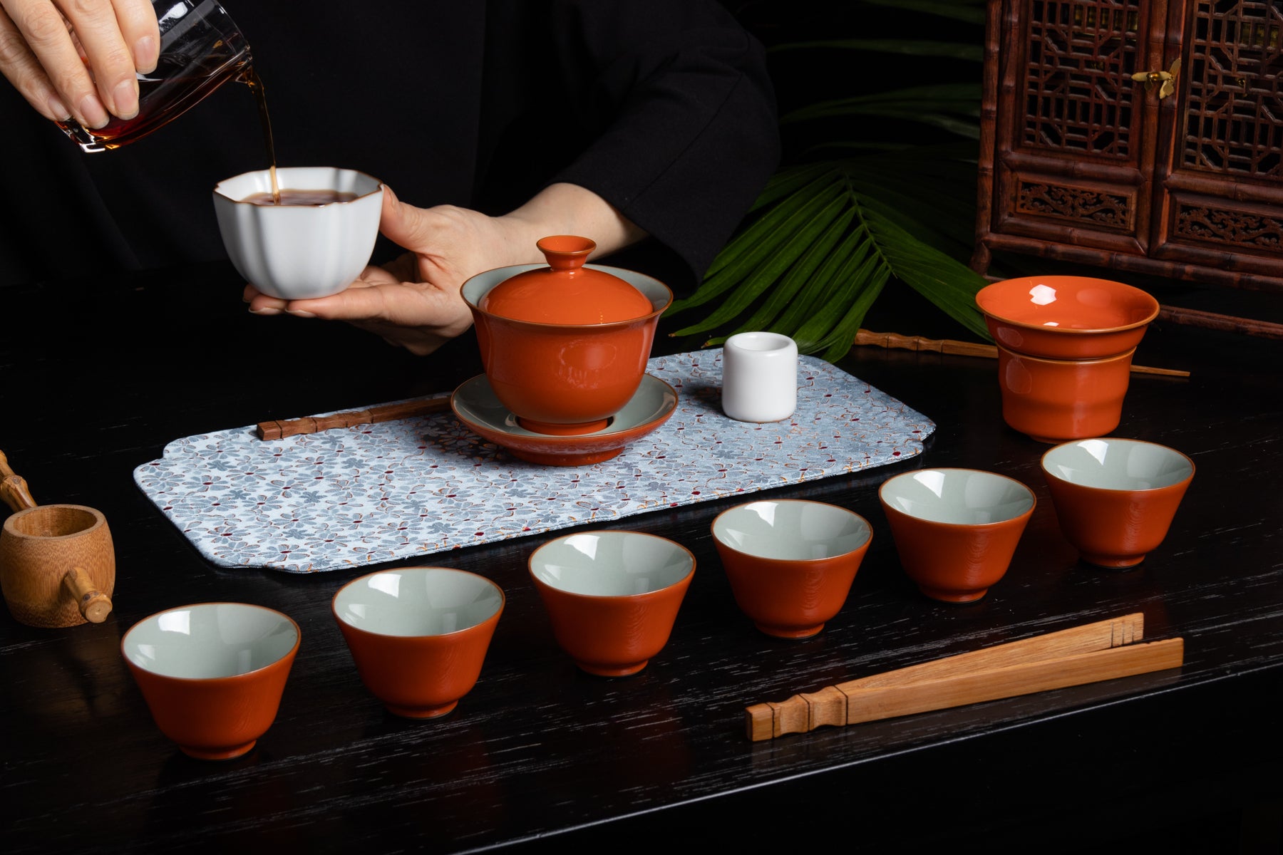 Coral Rouge Ru Yao Tea Set 高端珊瑚紅汝窯套裝