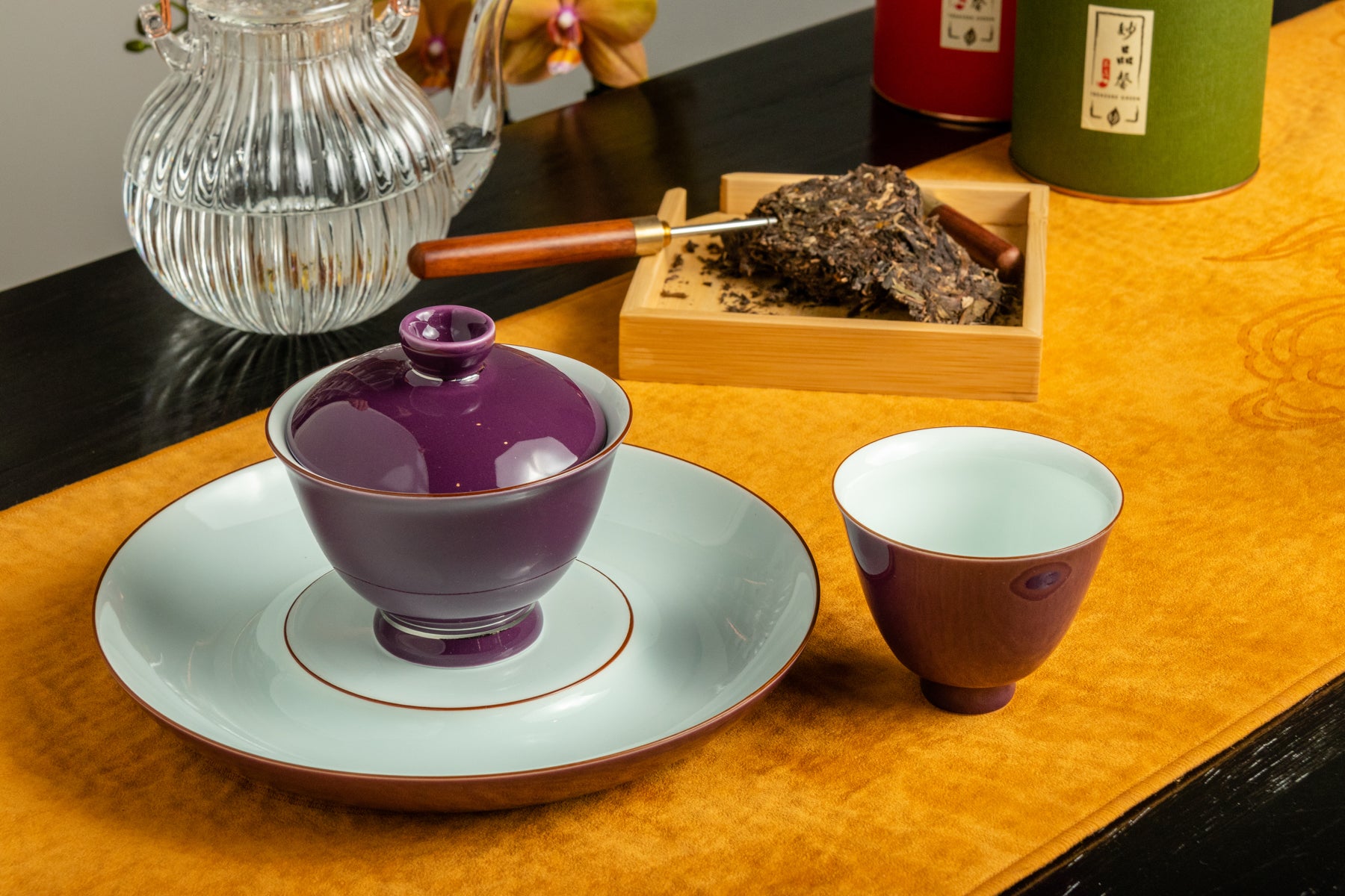 Porcelain Gaiwan 200ml Saucer Violet 乾泡 蓋碗