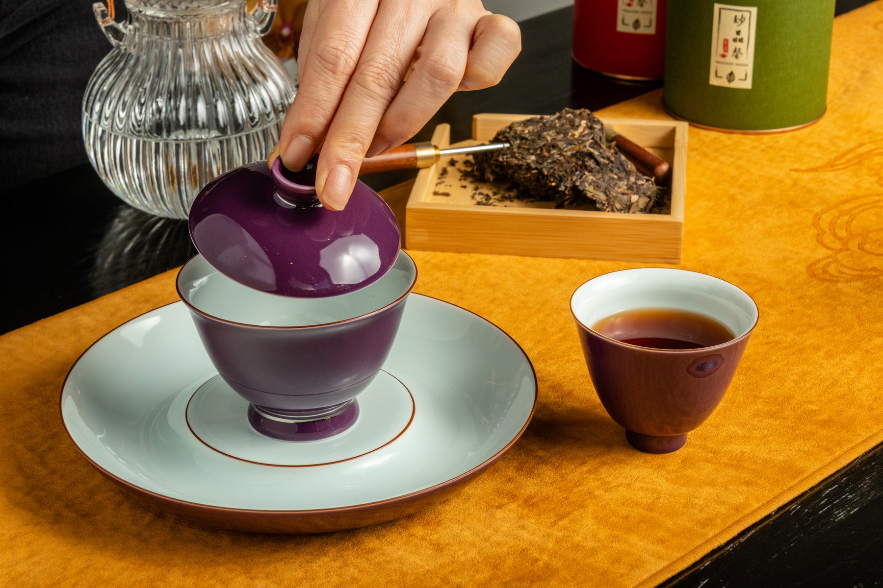 Porcelain Gaiwan 200ml Saucer Violet 乾泡 蓋碗