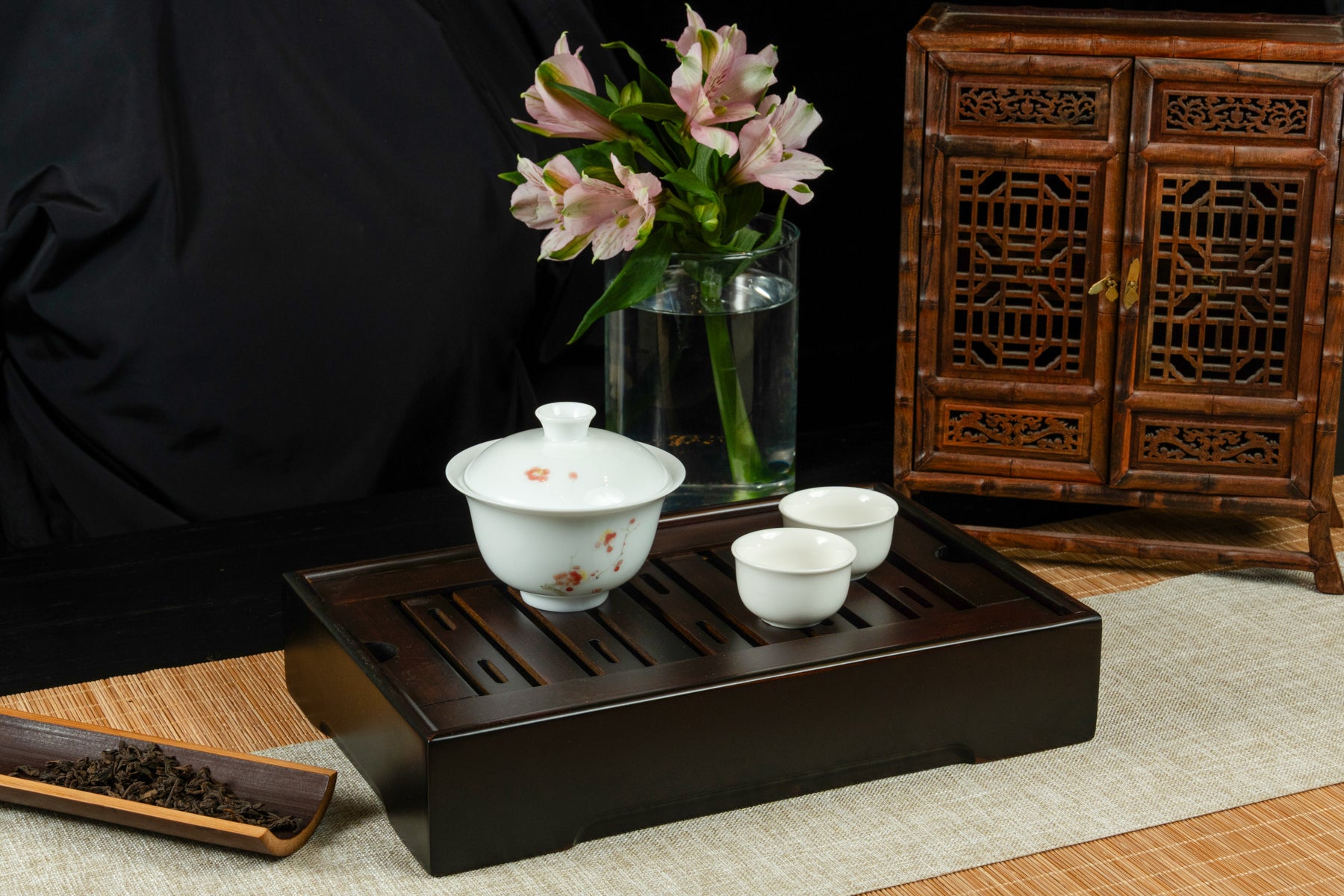 Walnut Bamboo Tea Tray 胡桃色楠竹儲水茶盤