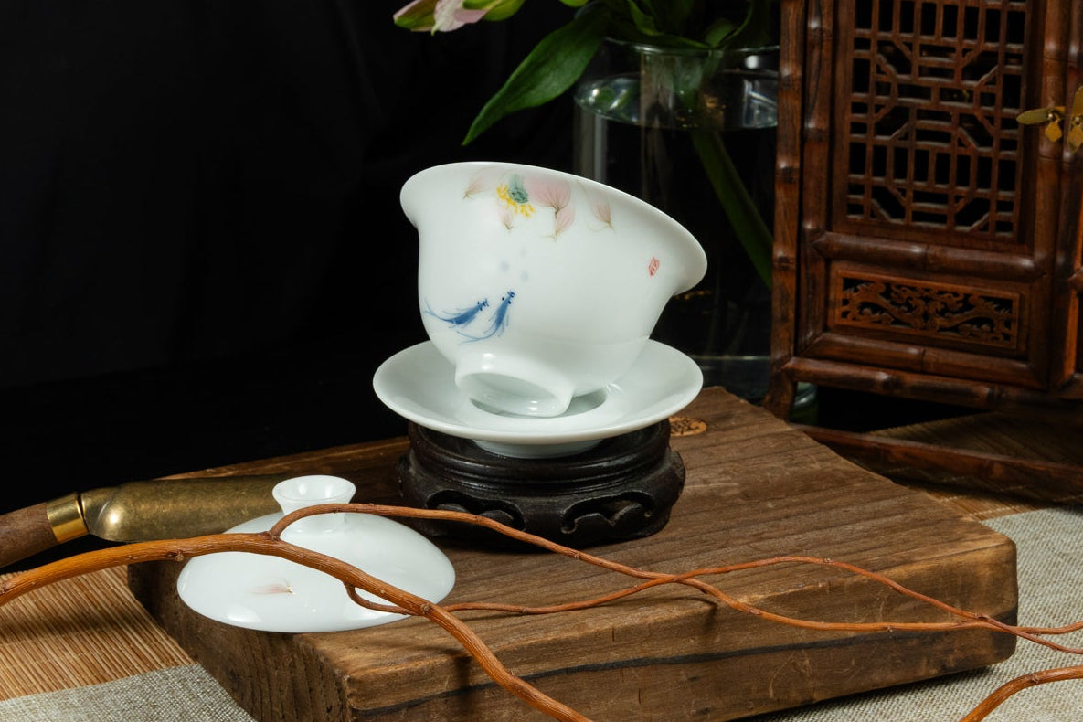 Hand Painted Lotus & Koi Gaiwan 手繪魚蓮蓋碗