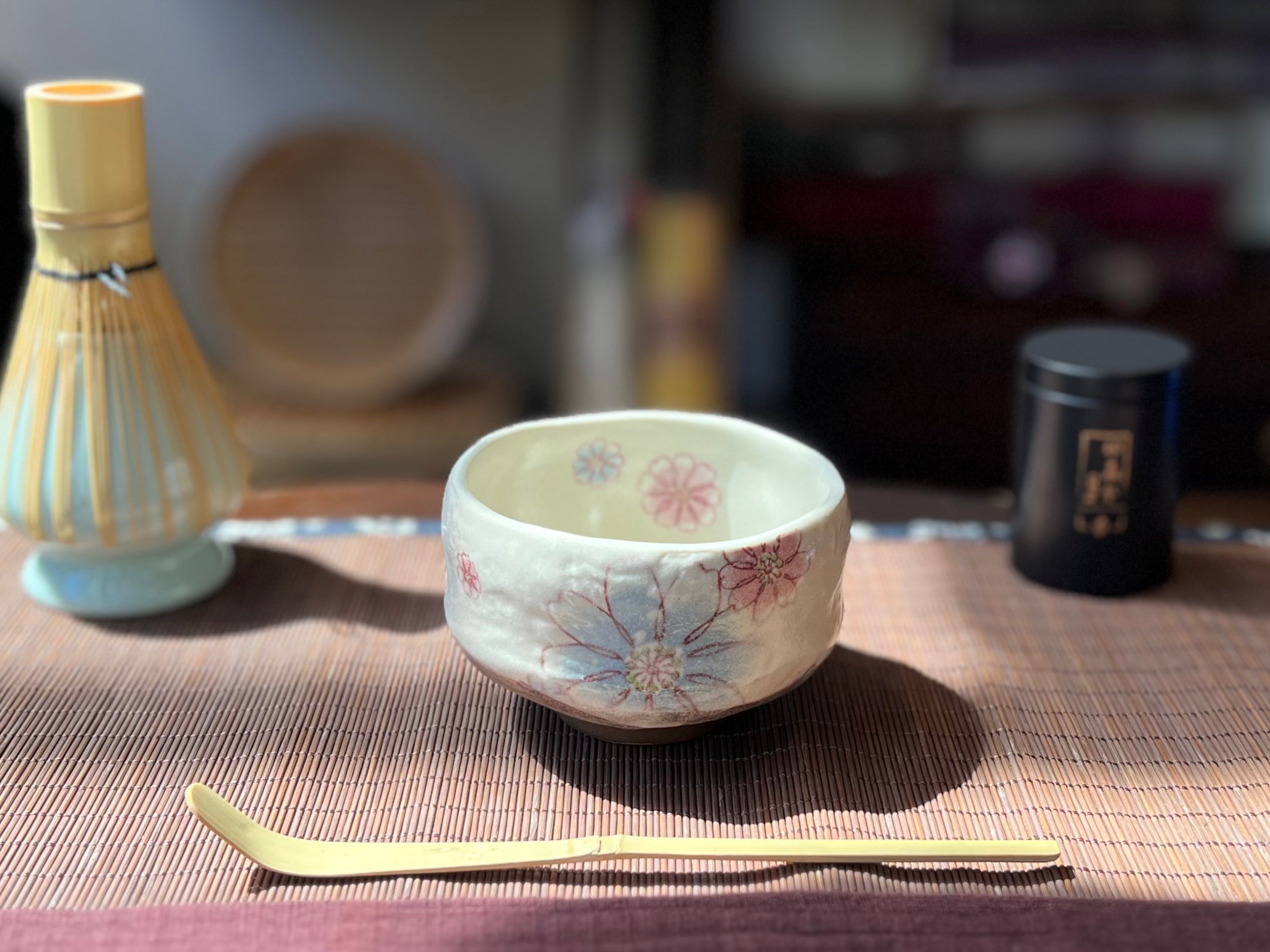 Mino Ware Chawan — Blue Petite Flowers 茶碗 蓝色小花