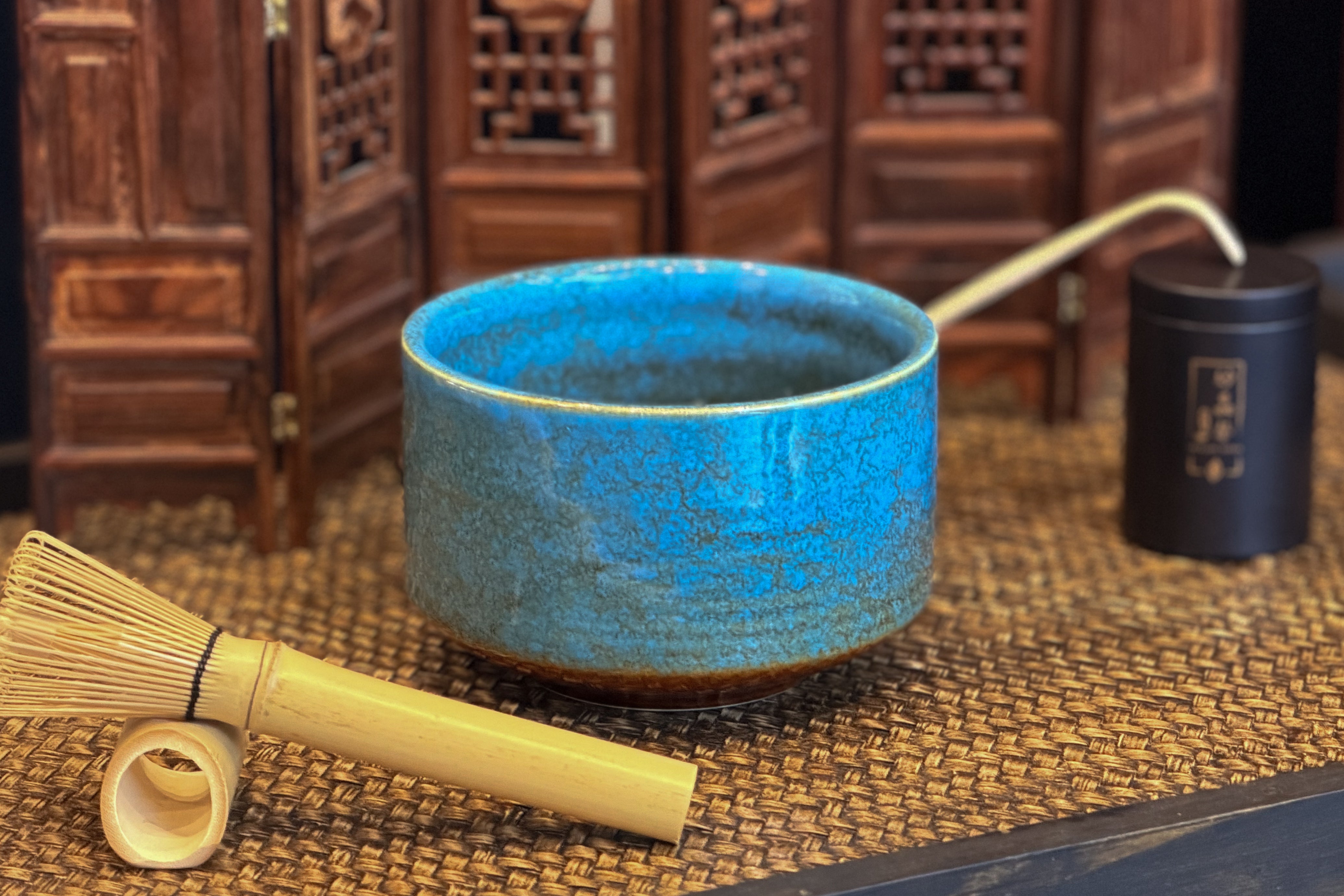 Kiln Teal Blue Matcha Bowl – No-Spout Design 窑夑藍 - 無嘴型茶碗