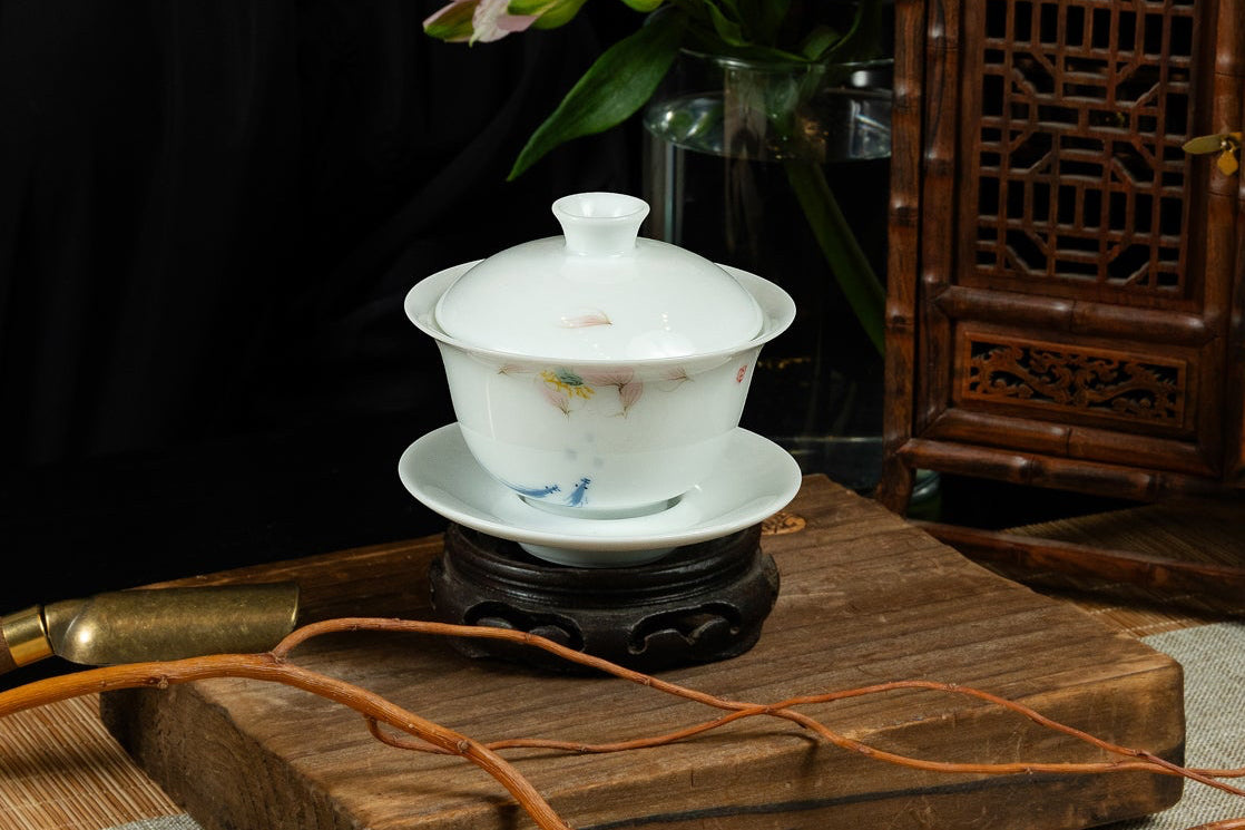 Hand Painted Lotus & Koi Gaiwan 手繪魚蓮蓋碗