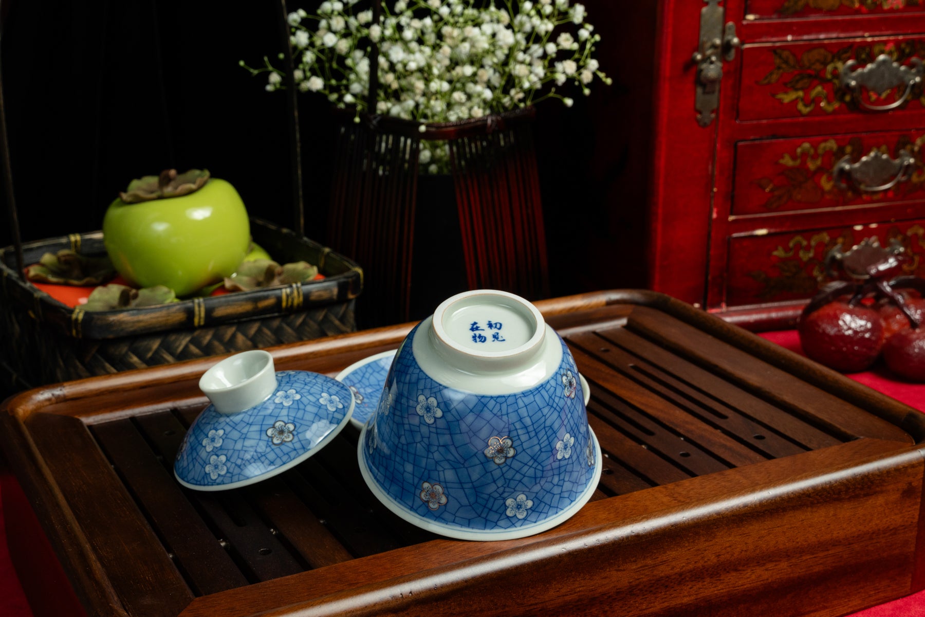 Plum Blossom White Glazed Gaiwan 冰白釉冰梅蓋碗