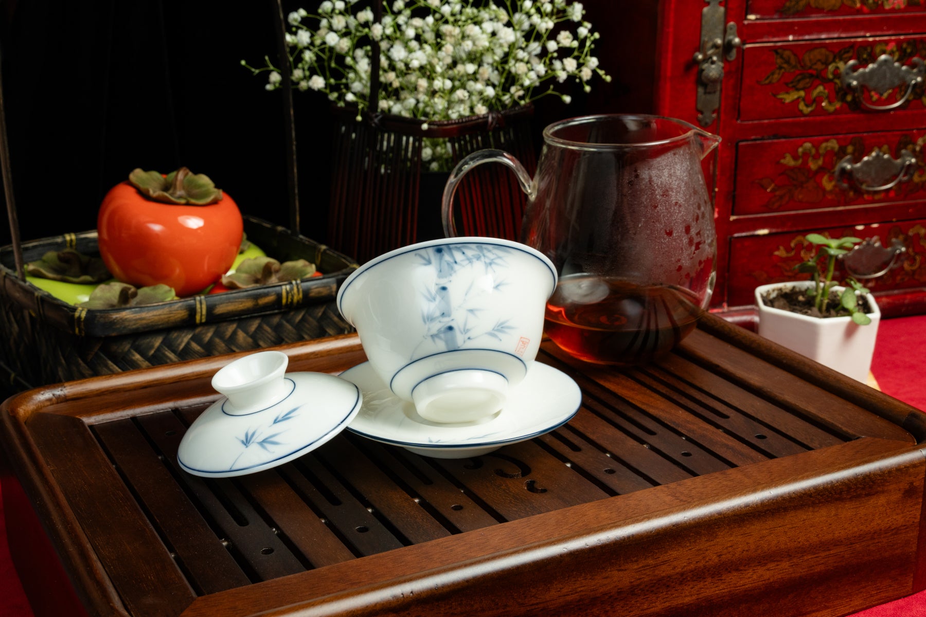 Bamboo Love Hand-Painted Gaiwan 手繪竹子懸停蓋碗