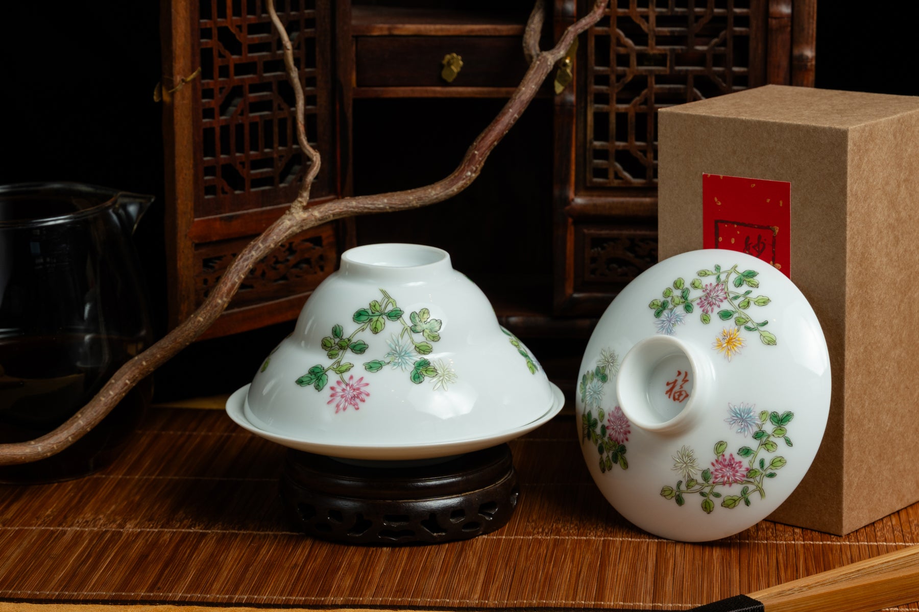 Jingdezhen Tri Floral Gaiwan 景德鎮 蓋碗