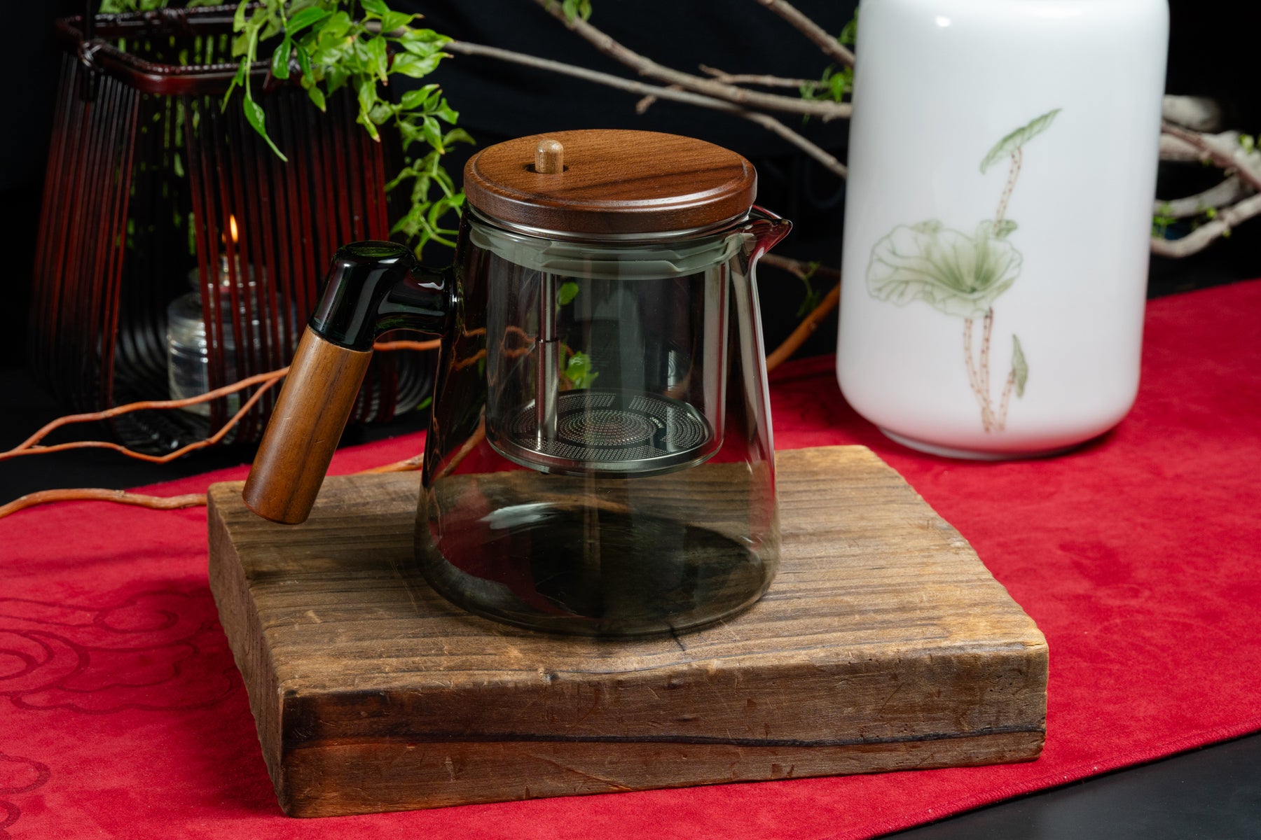 Smoky Grey Walnut Teapot with Glass Infuser 全玻璃煙灰胡桃木壺