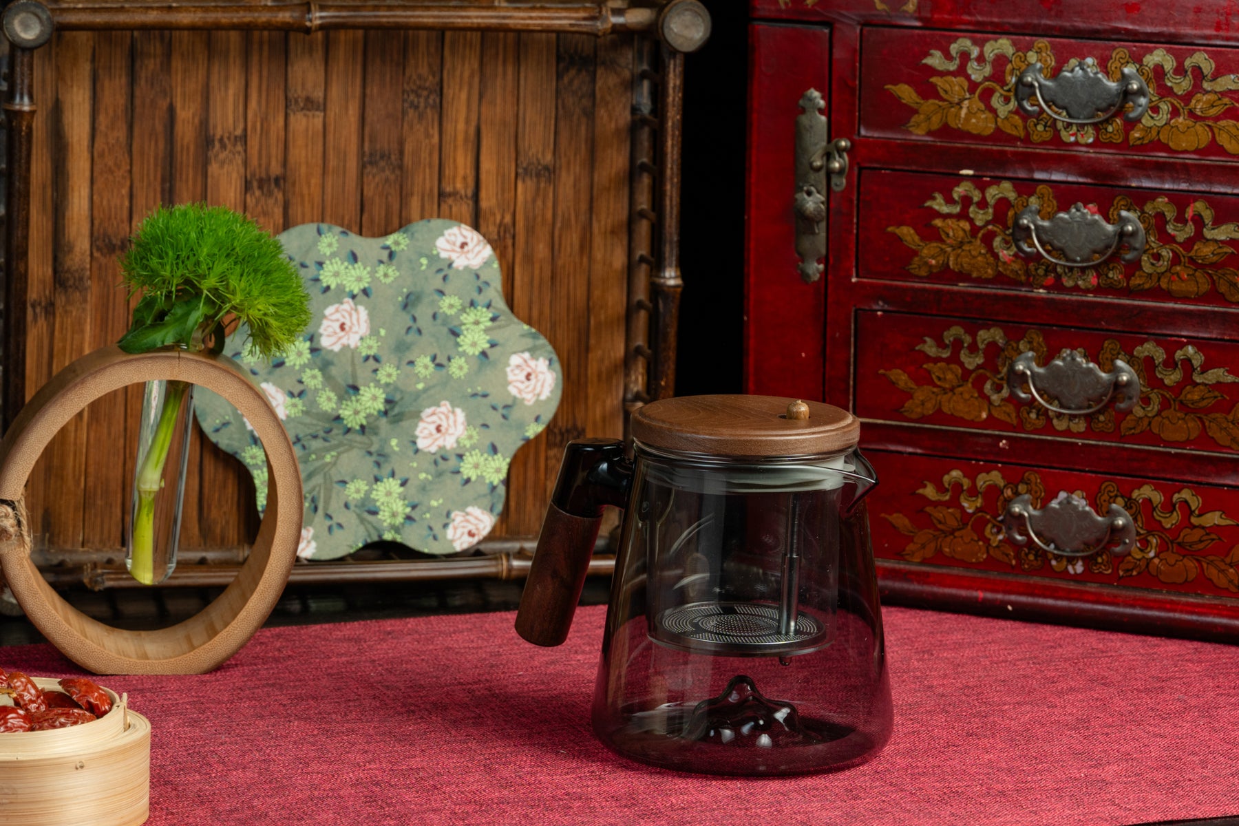 Smoky Grey Walnut Teapot with Glass Infuser 全玻璃煙灰胡桃木壺