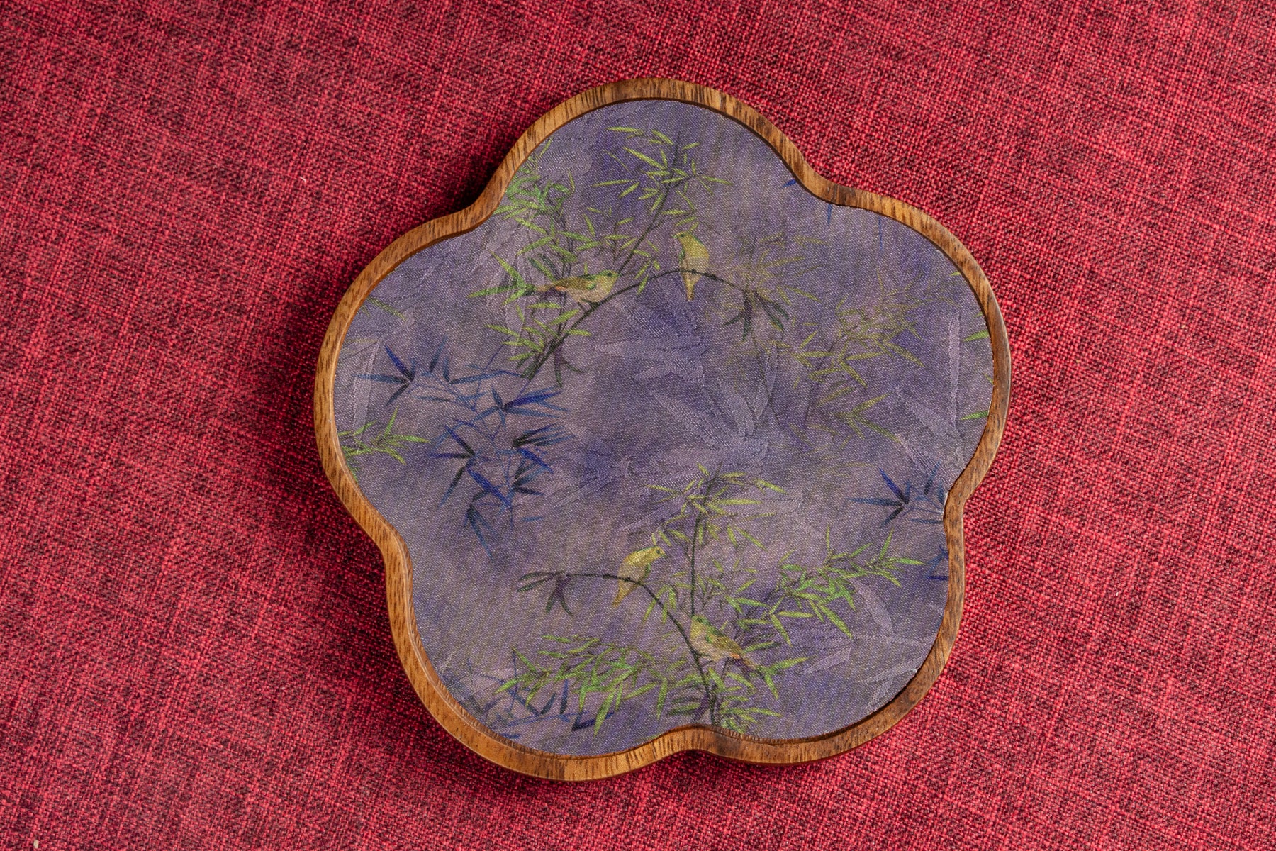 Walnut Wood Tea Tray - Five Blessings 胡桃木茶承 - 五福