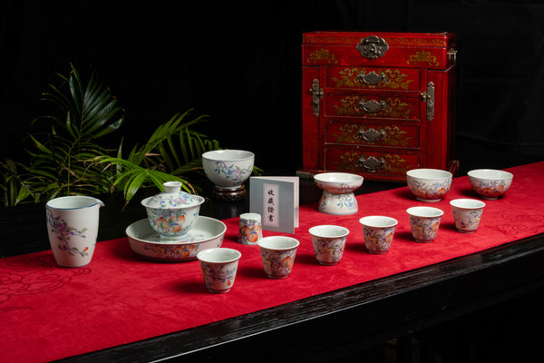 Longevity Peach Gaiwan Ceremonial Tea Set 傳統壽桃茶具套裝