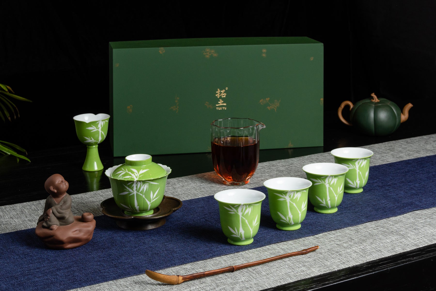 Artisan Gaiwan Full Tea Set Apple Green 青竹蓋碗茶具套裝