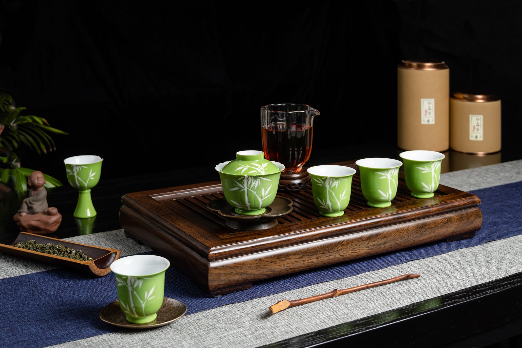 Artisan Gaiwan Full Tea Set Apple Green 青竹蓋碗茶具套裝