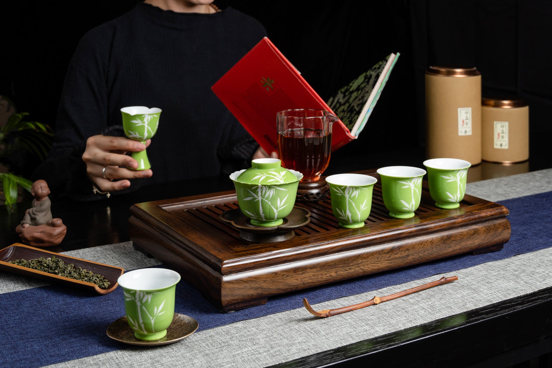 Artisan Gaiwan Full Tea Set Apple Green 青竹蓋碗茶具套裝