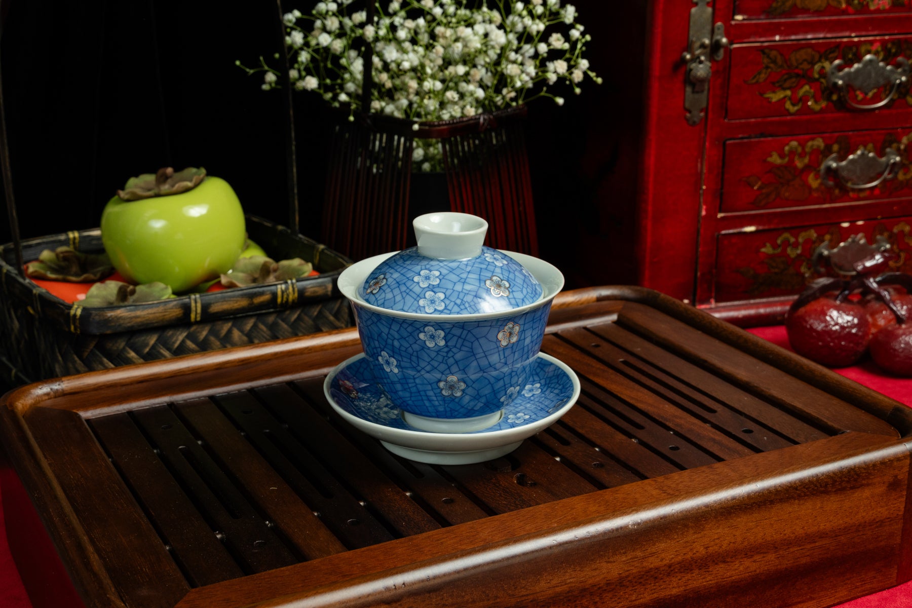 Plum Blossom White Glazed Gaiwan 冰白釉冰梅蓋碗