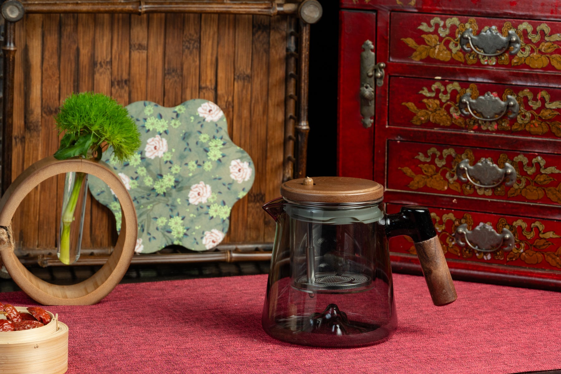 Smoky Grey Walnut Teapot with Glass Infuser 全玻璃煙灰胡桃木壺