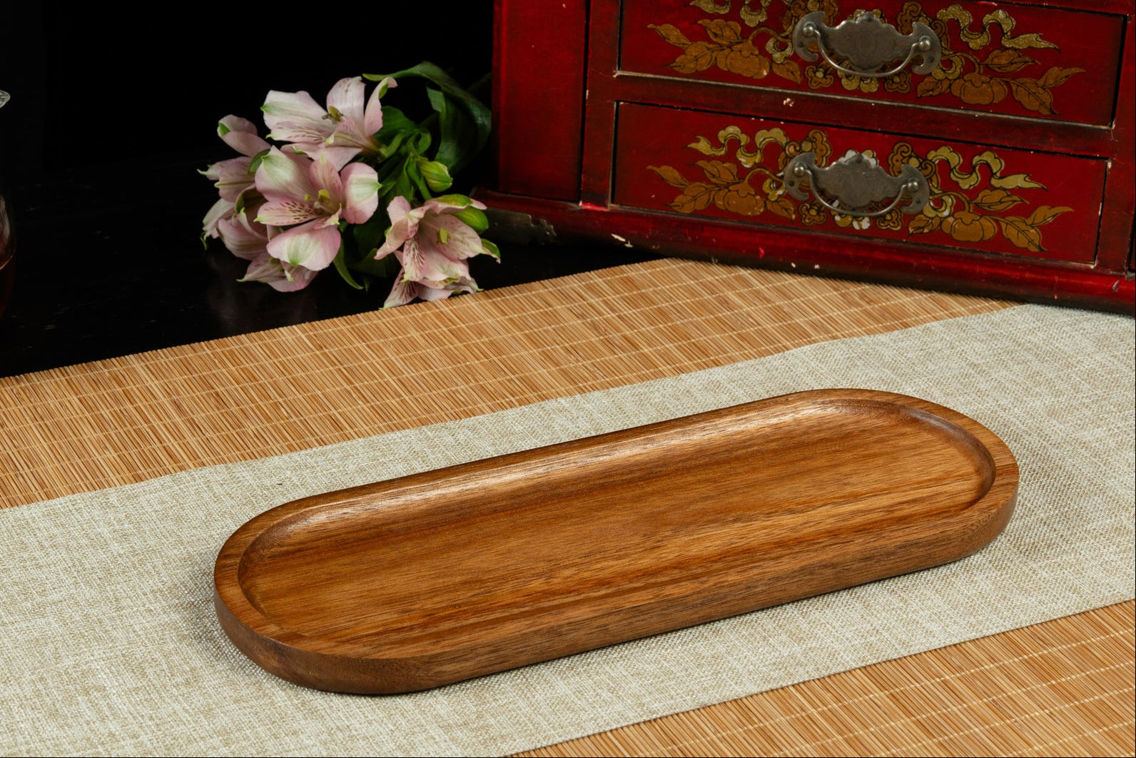Solid Wood Oval Serving Tray 實木橢圓托盤