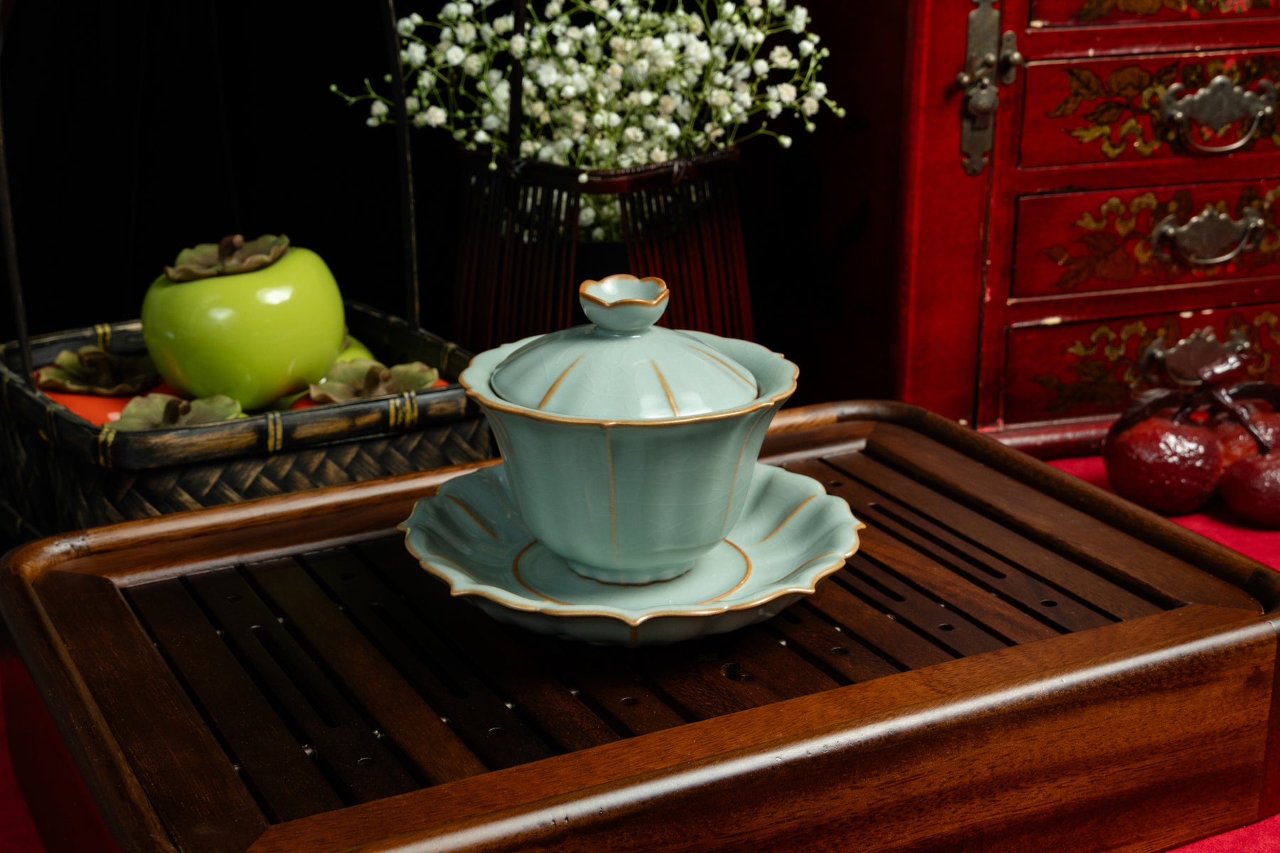 The Sunflower - Green Gaiwan 汝窯豆青葵花蓋碗