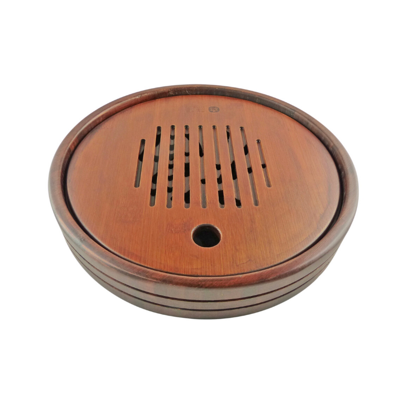 Contentment Round Tea Tray Aged Bamboo