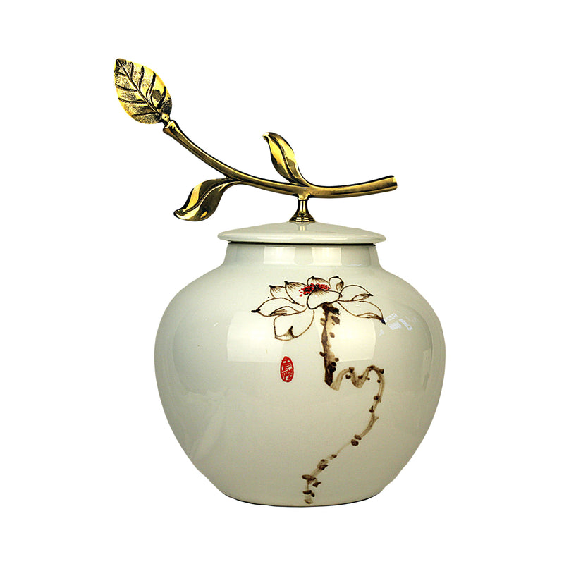 Porcelain Tea Canister (Caddy) Gold Leaf