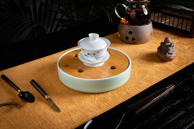 White Lotus Porcelain Tea Tray