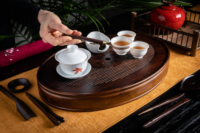 Fortune Heart Aged Bamboo Tea Tray (L)