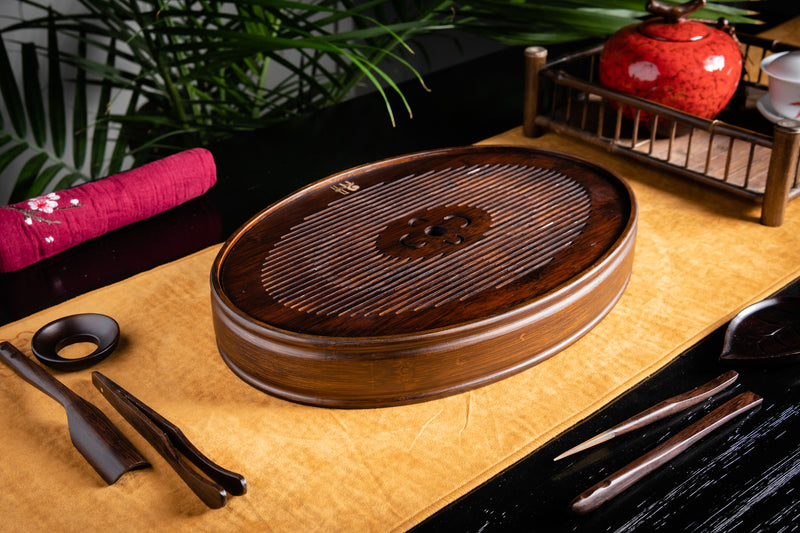 Fortune Heart Aged Bamboo Tea Tray (M)