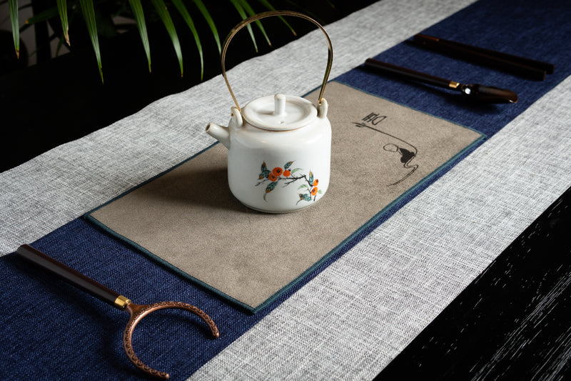 Ceremonial Tea Table Runner Set - Linen (Indigo)
