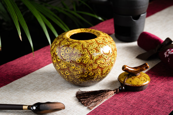 Porcelain Branch Yellow Large Canister (Caddy)